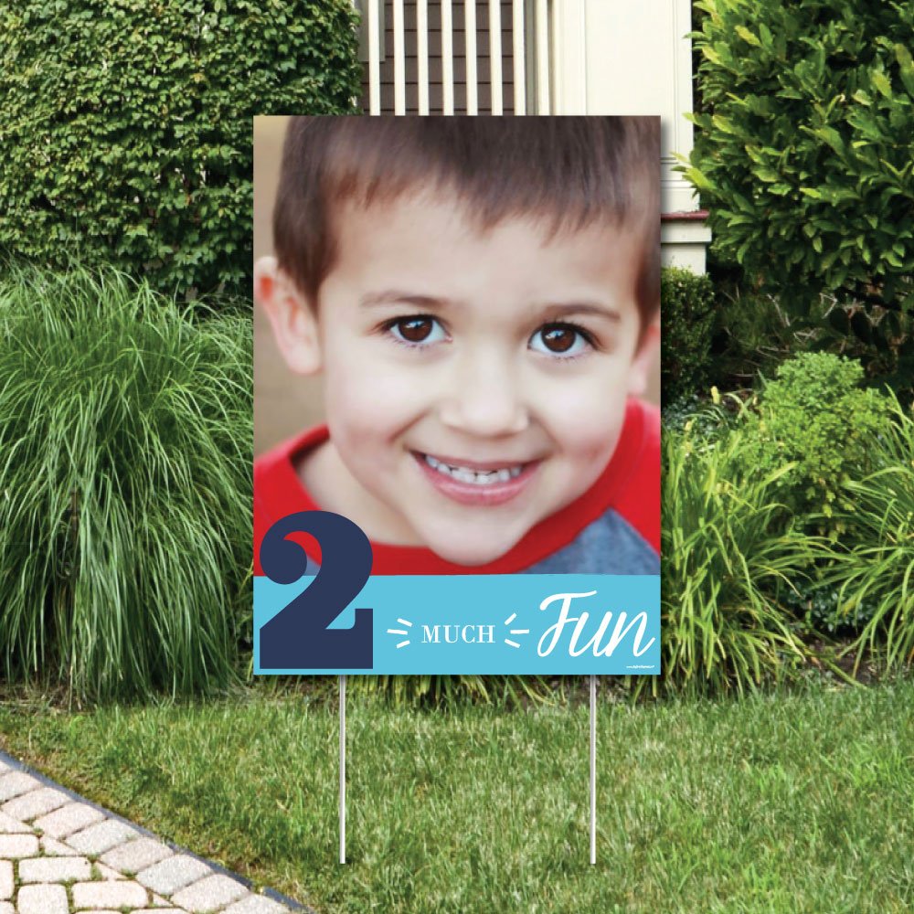 Custom 2nd Birthday Boy Yard Sign - Two Much Fun Photo Prop - Outdoor Birthday Party Decorations for Boys - Perfect for Backyard Celebrations & Milestone Photos