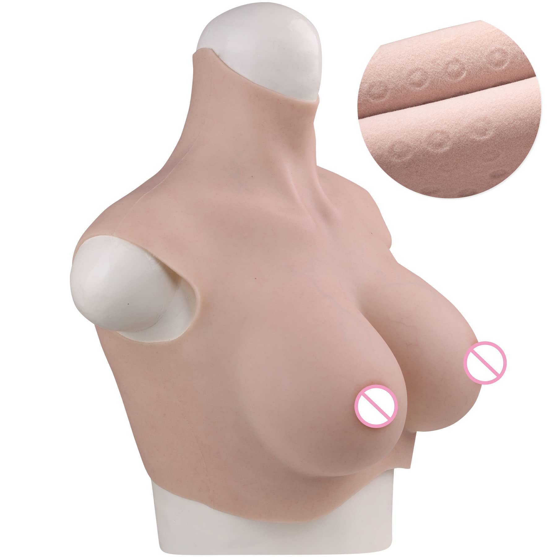 Premium Silicone Breast Forms with Flocking Design - Comfortable, Breathable & Matte Skin Finish for Crossdressers & Drag Queens - Plus Size Natural Look for Cosplay, Costume Parties & Gender Affirmation
