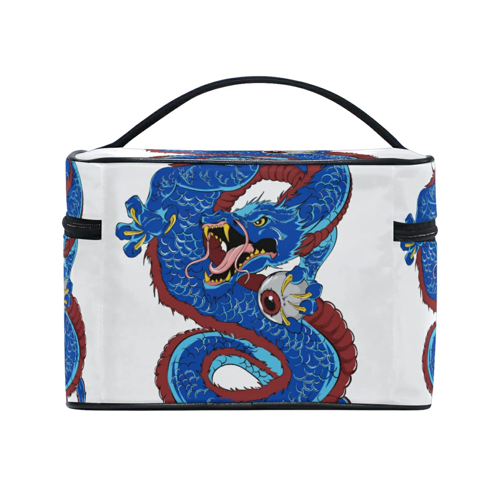 Blue Dragon Cosmetic Bag for Women - Waterproof Makeup Organizer with Zipper, Cute Toiletry Pouch for Travel, Gym & Daily Use - Perfect Gift for Girls & Teens