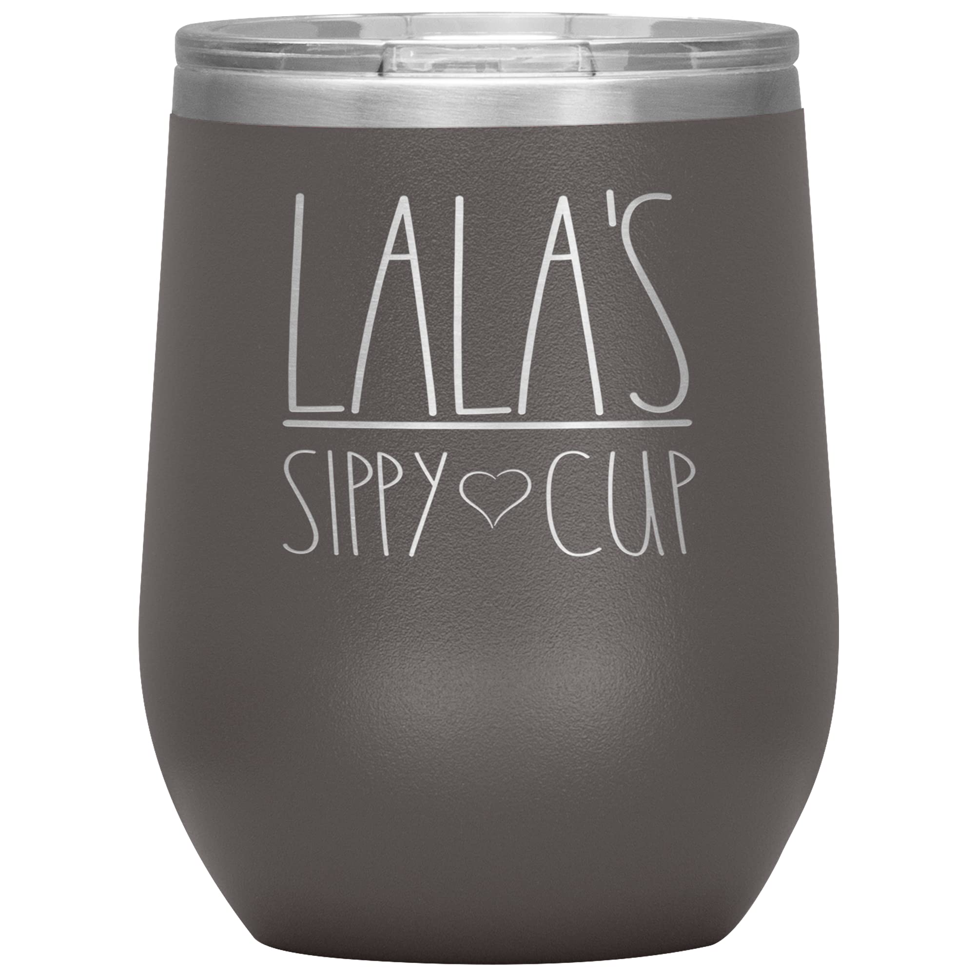 Lala's 12Oz Sippy Cup Wine Tumbler with Lid - 12 Color Options (Pewter) - Perfect for Birthday Gifts, Party Favors, and Everyday Use at Home or Office