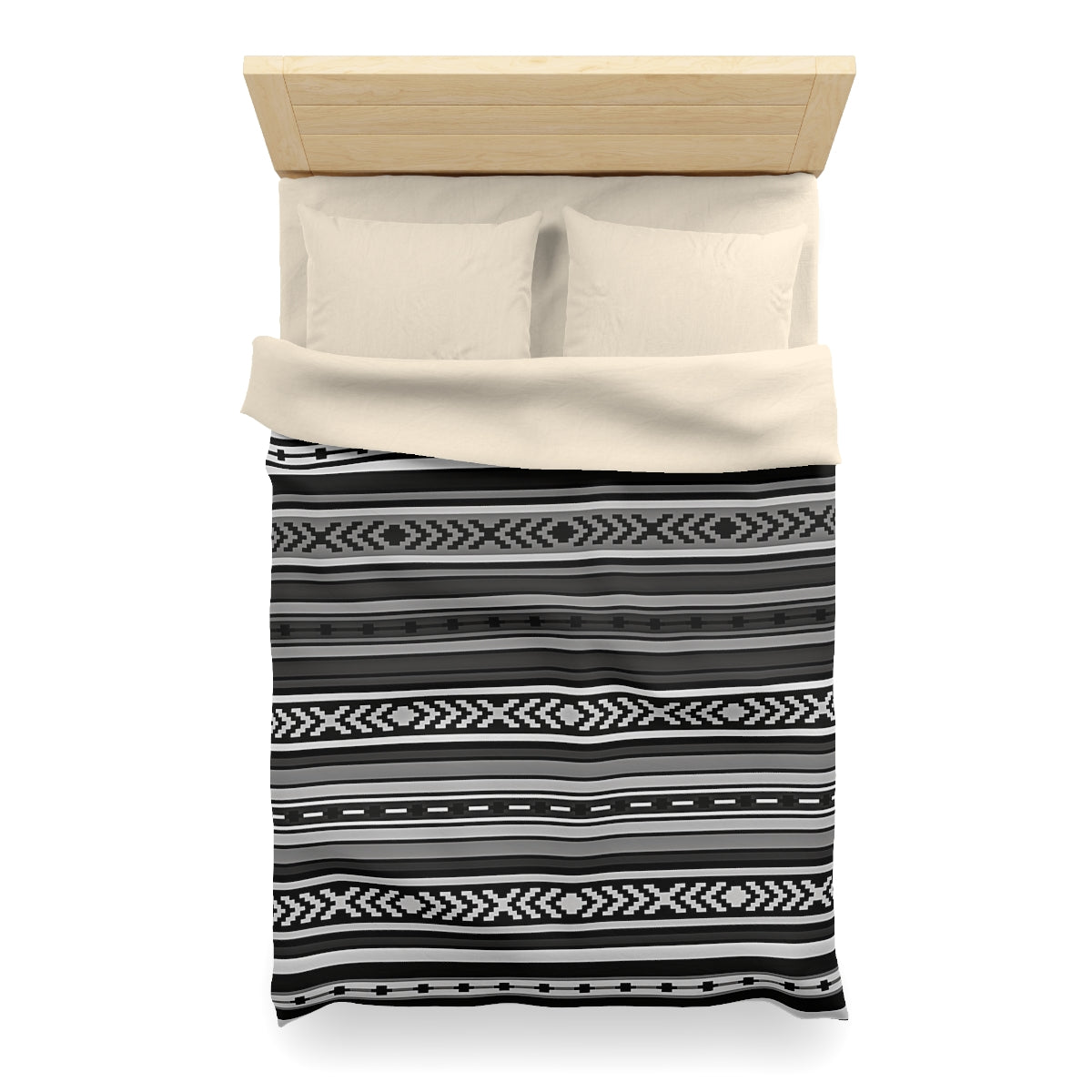 Santa Fe Gray Microfiber Polyester Duvet Cover Set with Invisible Zipper - Southwestern Style Bedding for Queen, King, Full & Twin Size - Perfect for Guest Rooms, Master Bedrooms & Vacation Homes