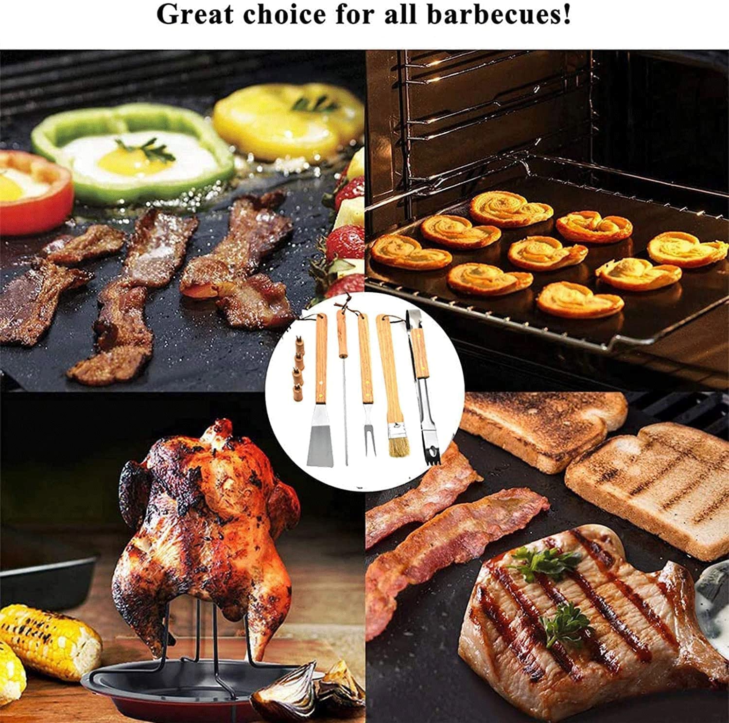 Premium 10-Piece Stainless Steel BBQ Grill Tools Set - Heavy Duty Grill Utensils for Men & Women - Perfect for Camping, Backyard Barbecues, Tailgating & Outdoor Cooking