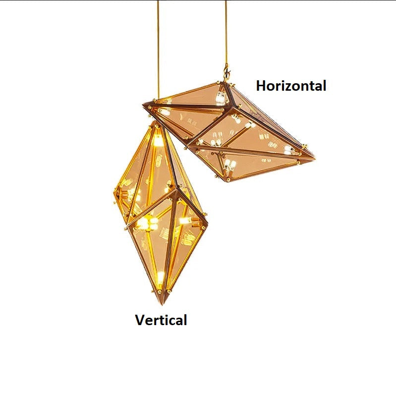 Modern Angular Diamond Style LED Pendant Light - Elegant Ceiling Lighting for Dining Room, Kitchen Island & Bedroom Decor