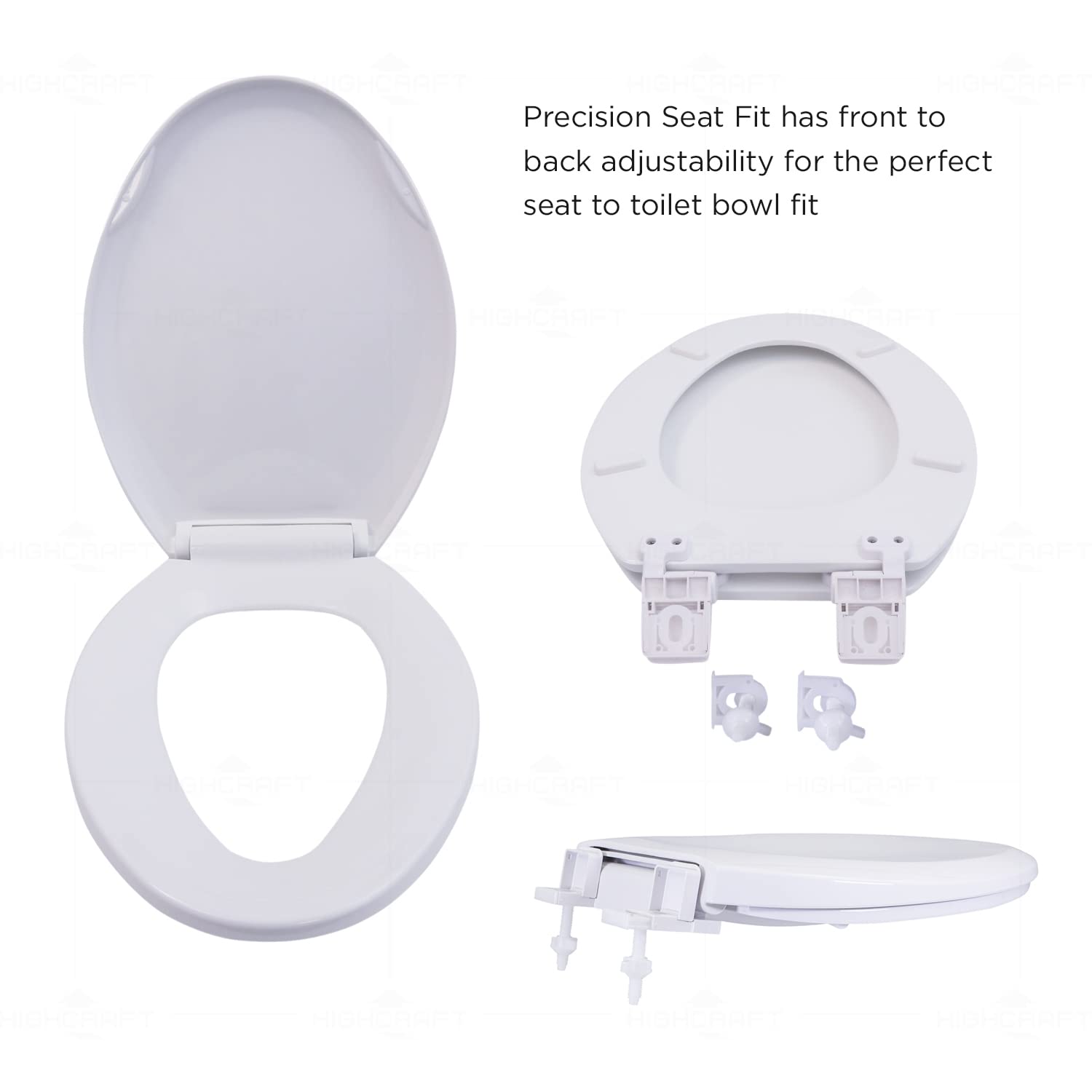 W4TSPE Elongated Plastic Toilet Seat with Slow Close Hinge - Easy to Remove & Install, White - Perfect for Bathroom Upgrade & Home Renovation