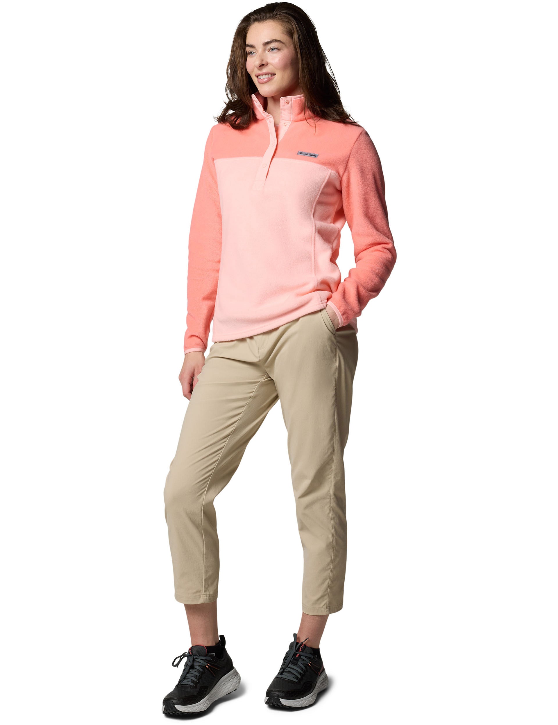 Benton Springs Half Snap Pullover - Women's Fleece Jacket in Pink Sand & Alpenglow Colors | Cozy Outdoor Wear for Hiking, Camping & Casual Fall Fashion
