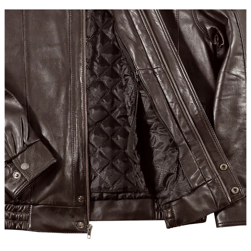 BOL Men's Double Pocket Genuine Leather Bomber Jacket - Stylish & Durable Outerwear for Casual Wear & Motorcycle Riding