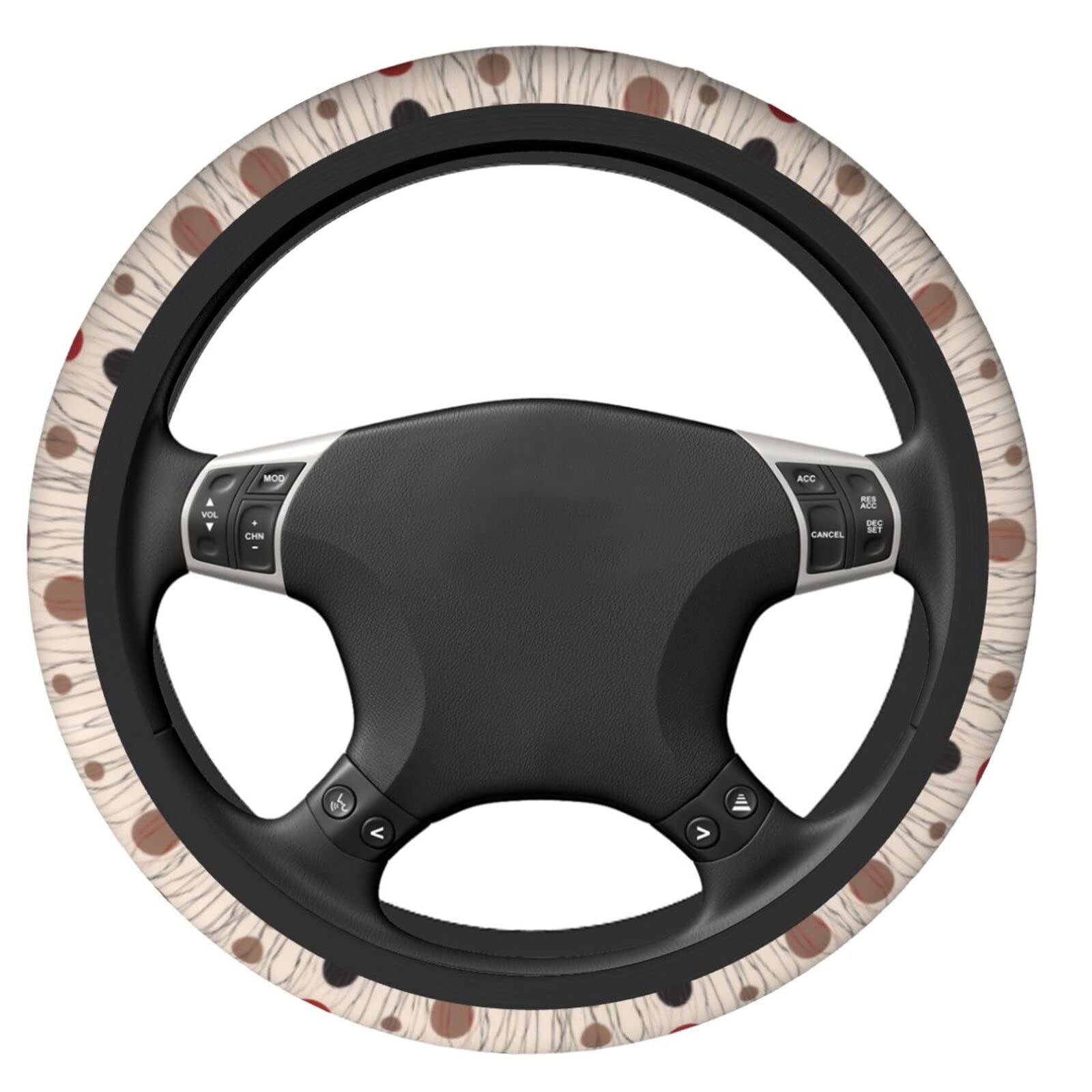 Universal 15 Inch Anti-Slip Neoprene Steering Wheel Cover - Red, Black, Brown Polka Dot Design for Cars & SUVs | Breathable, Cute Auto Accessory for Women, Men & Teens | Perfect for Commuting, Road Trips & Everyday Driving
