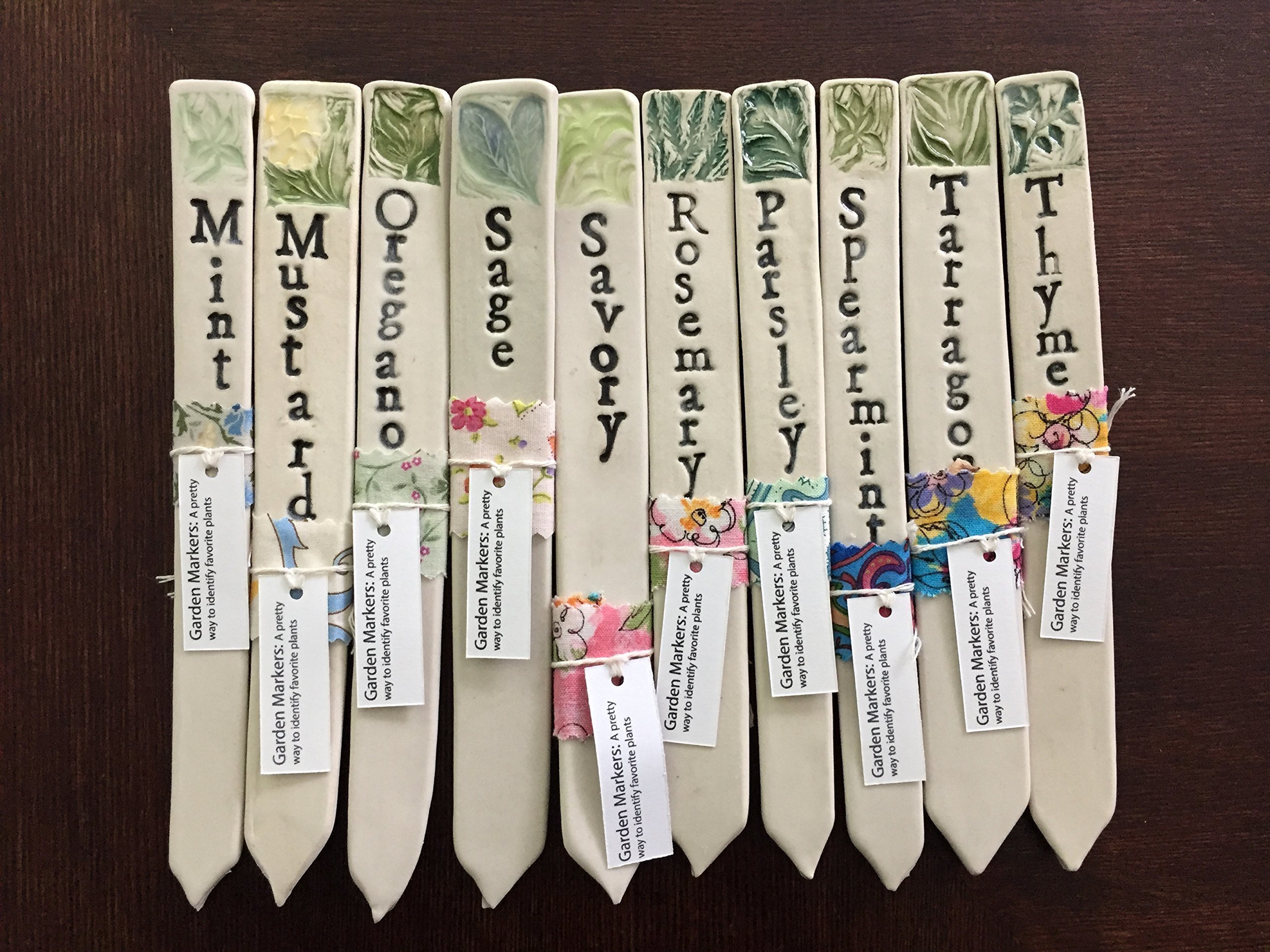 Herb Garden Markers - Set of 3 Ceramic Plant Labels for Indoor & Outdoor Gardening - Perfect for Herb Pots, Vegetable Gardens & DIY Plant Identification