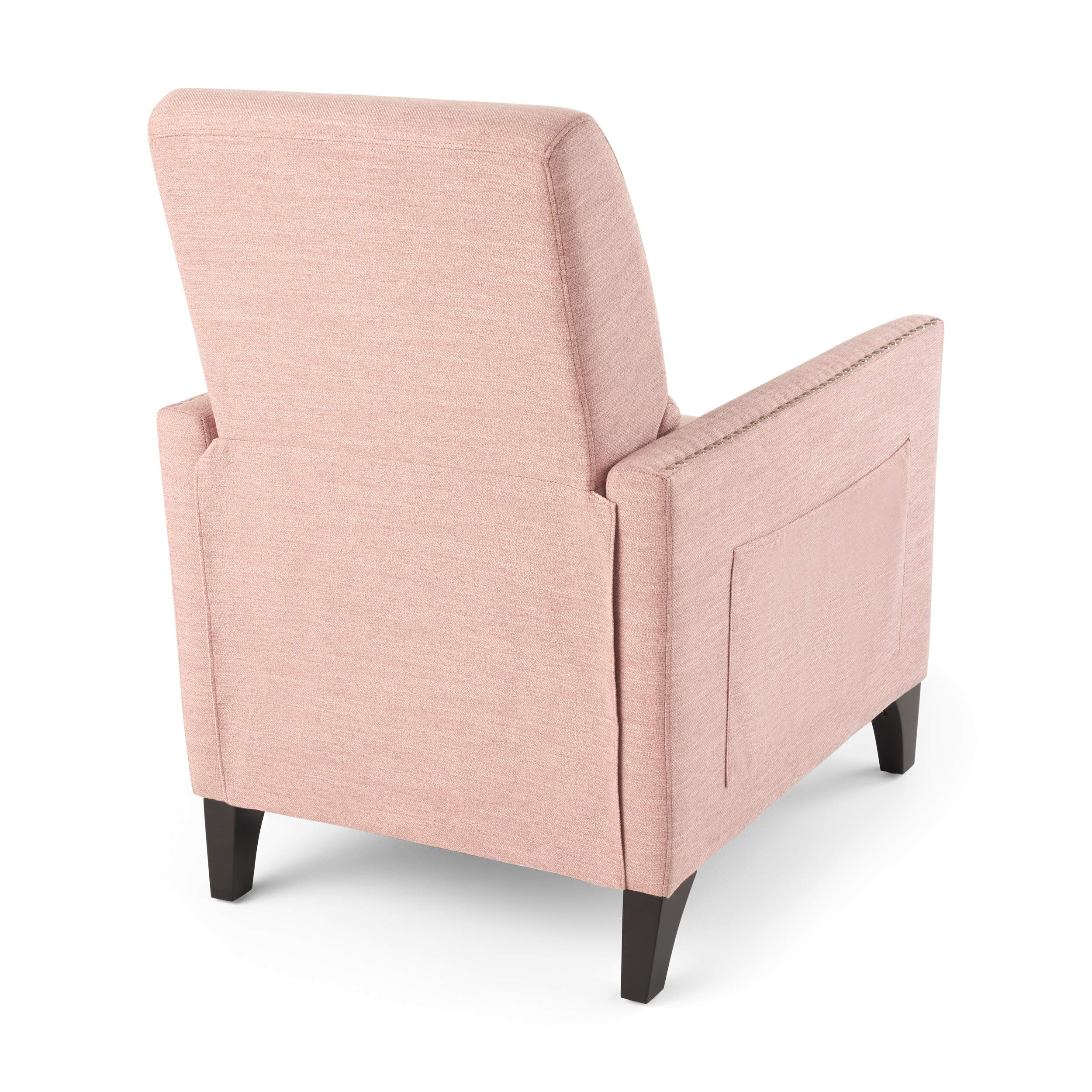 Christopher Knight Home Alexis Contemporary Fabric Push Back Recliner - Light Blush & Dark Brown - Modern Living Room Furniture for Relaxing & Lounging