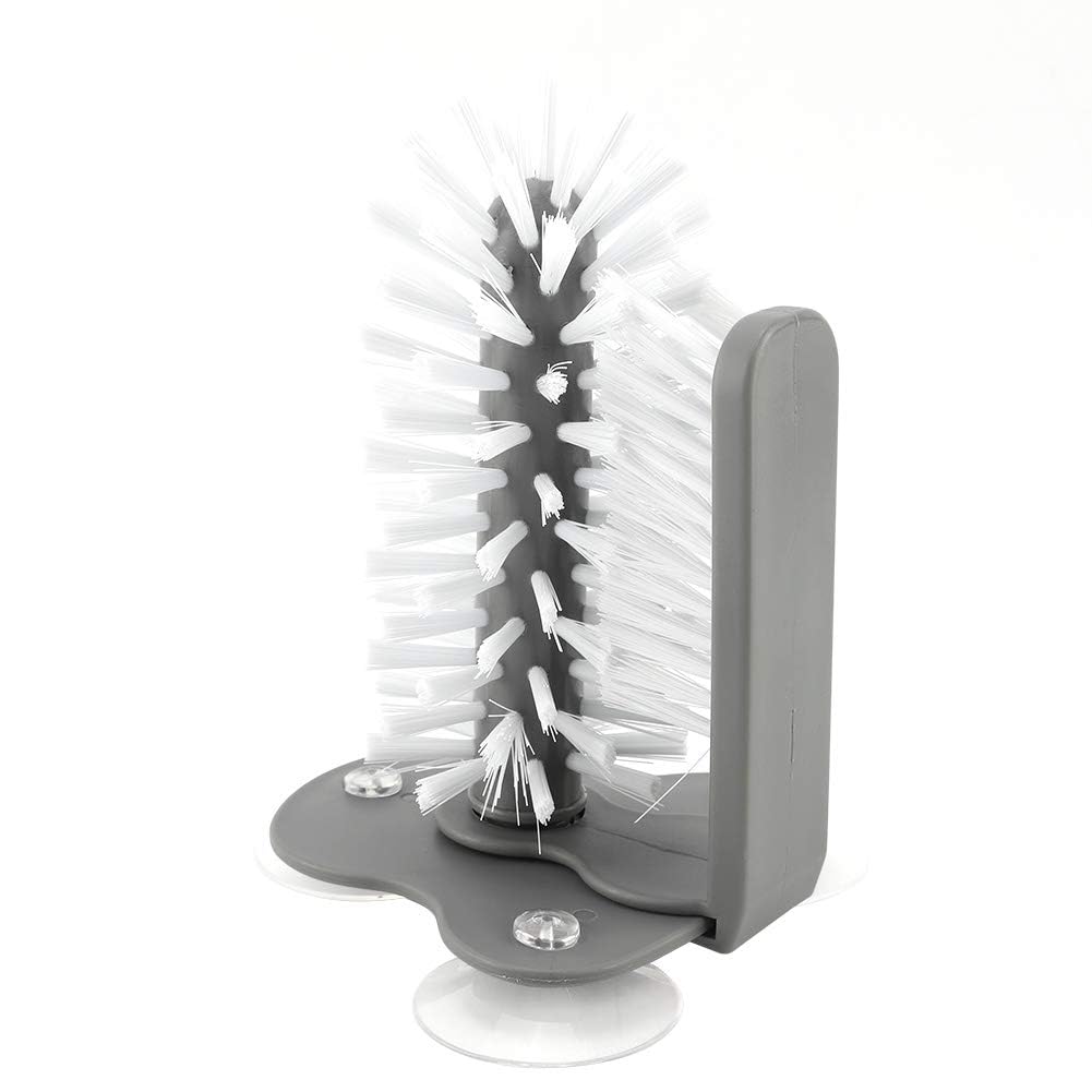 Stainless Steel Water Bottle Cleaning Brush with Suction Base - Long Handle Bottle Brush for Glass Cups, Thermos, Baby Bottles - Perfect for Kitchen, Bar, Restaurant & Home Use
