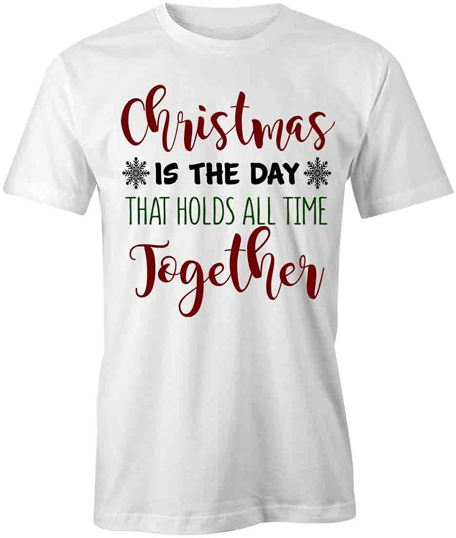 Christmas T-Shirt - White Printed Graphic Tee for Holiday Parties & Family Gatherings | Festive Holiday Apparel