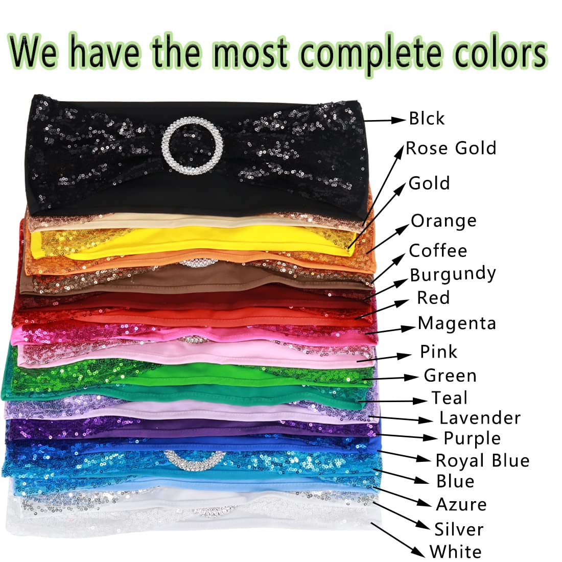 100 Pcs Sequin Stretch Chair Sashes - Spandex Polyester Decorative Bands for Wedding, Banquet & Party Decorations (Burgundy) | Perfect for Chair Backs, Table Settings & Event Centerpieces