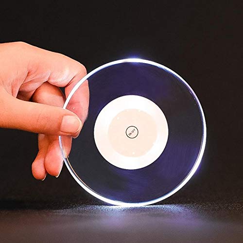 Acrylic Crystal Ultra-Thin LED Light Coaster - White Glow Bar Drink Coasters with Flashing Lights for Cocktails, Bartender & Home Decor - Perfect for Dining Tables, Bars, Parties & Nightclubs