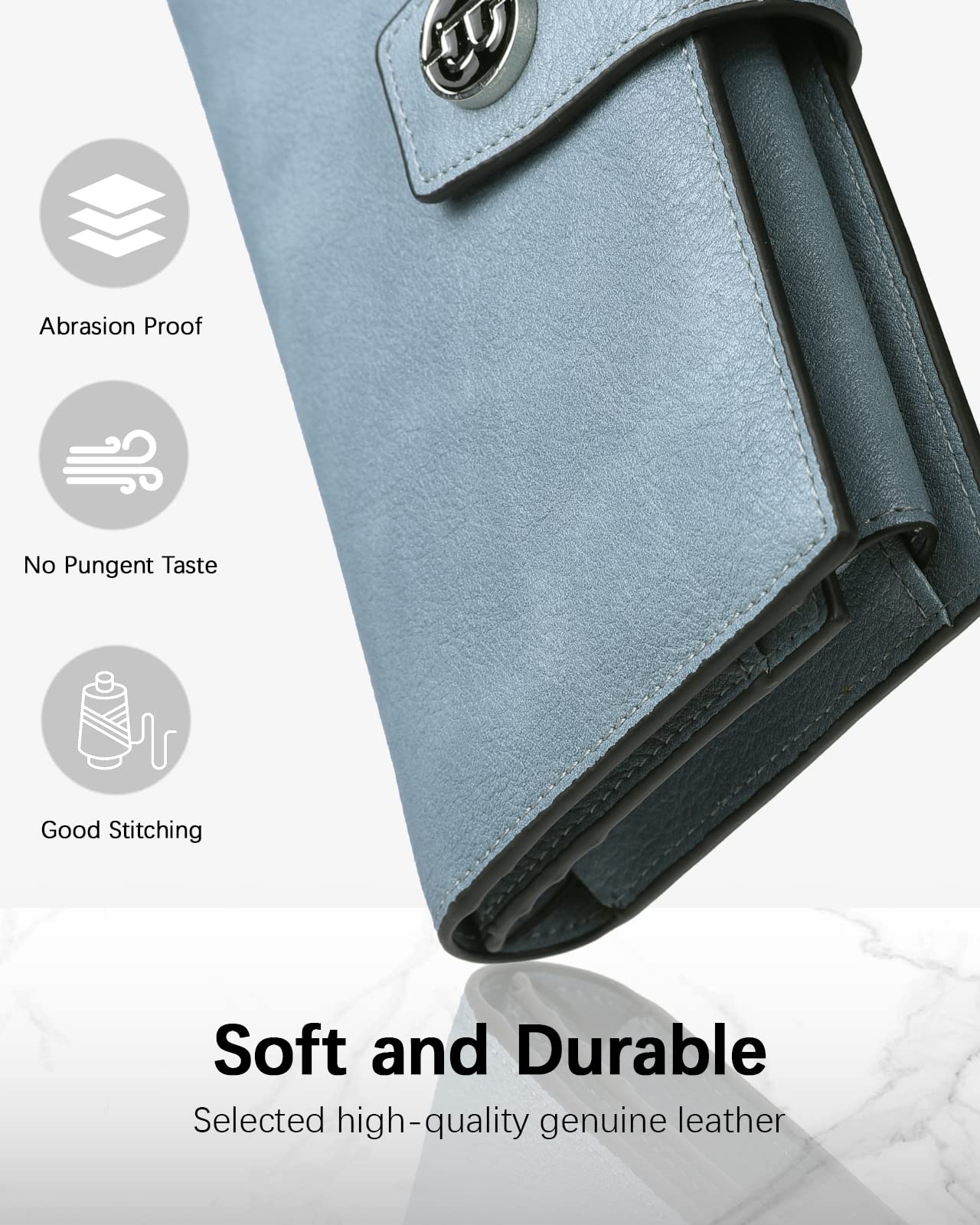 BOSTANTEN Women's Leather Wallet with RFID Blocking - Large Capacity Trifold Card Holder & Phone Clutch for Everyday Use, Travel, and Business (Gift Idea)