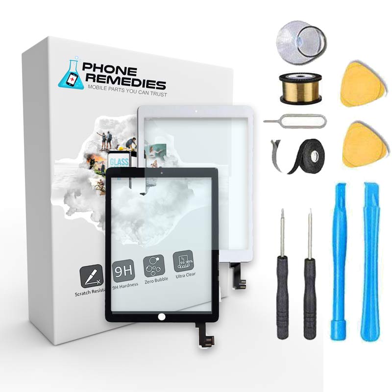 iPad Air 2 Screen Replacement Glass + Touch Digitizer Premium Repair Kit (Black/White) - DIY Fix for Cracked or Damaged iPad Displays