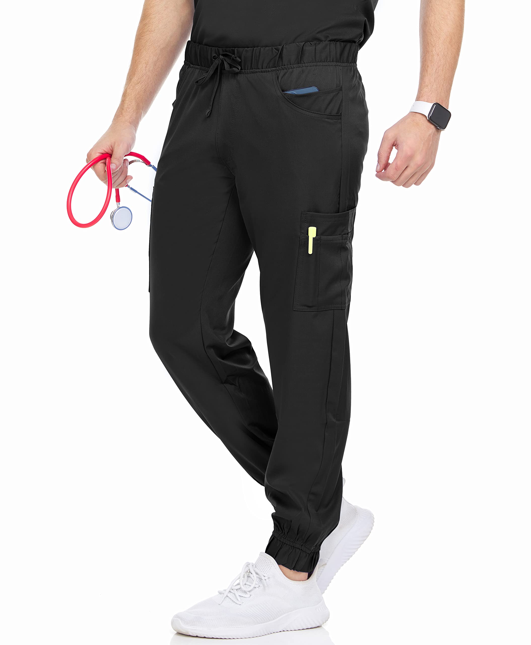 MediChic Men's Stretch Scrub Jogger Pants with 6 Pockets - 8+ Color Options | Comfortable Medical Scrubs for Doctors, Nurses & Healthcare Professionals