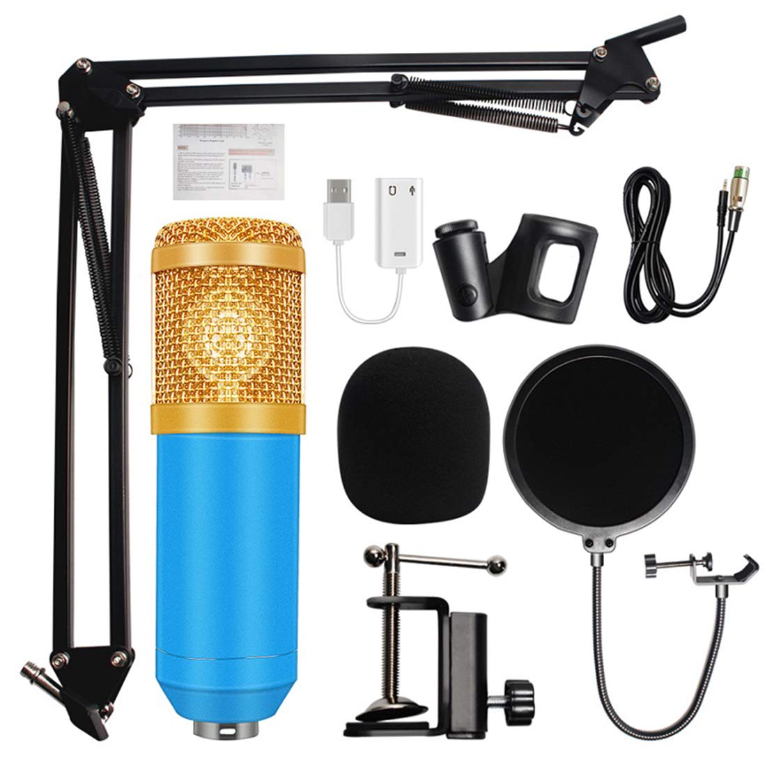 Professional BM 800 Condenser Microphone Kit - 3.5mm Wired Recording Mic for PC, Laptop, Studio, Podcasting & Karaoke - Perfect for Streaming, Gaming, Voice Overs & Home Recording
