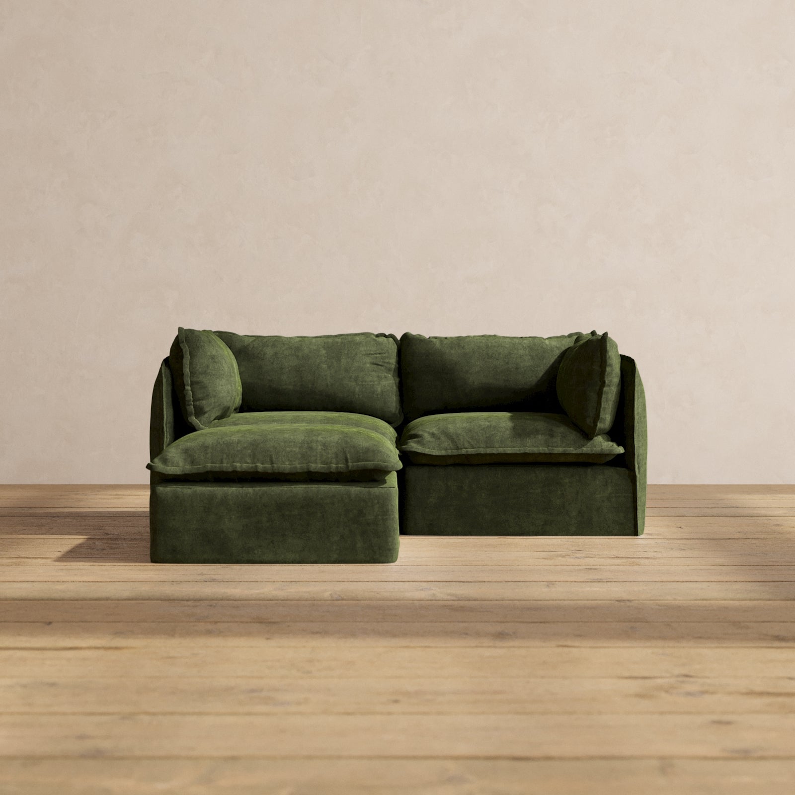 Premium Olive Green Modular 2-Seater Sectional Sofa with Deluxe Blend Fabric - Perfect for Living Room, Lounge & Small Spaces