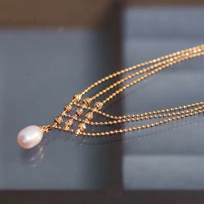 Elegant Multi-Layered Gold Lace Choker Necklace with Pearl Accents | HY008 | Perfect for Weddings, Parties & Evening Events