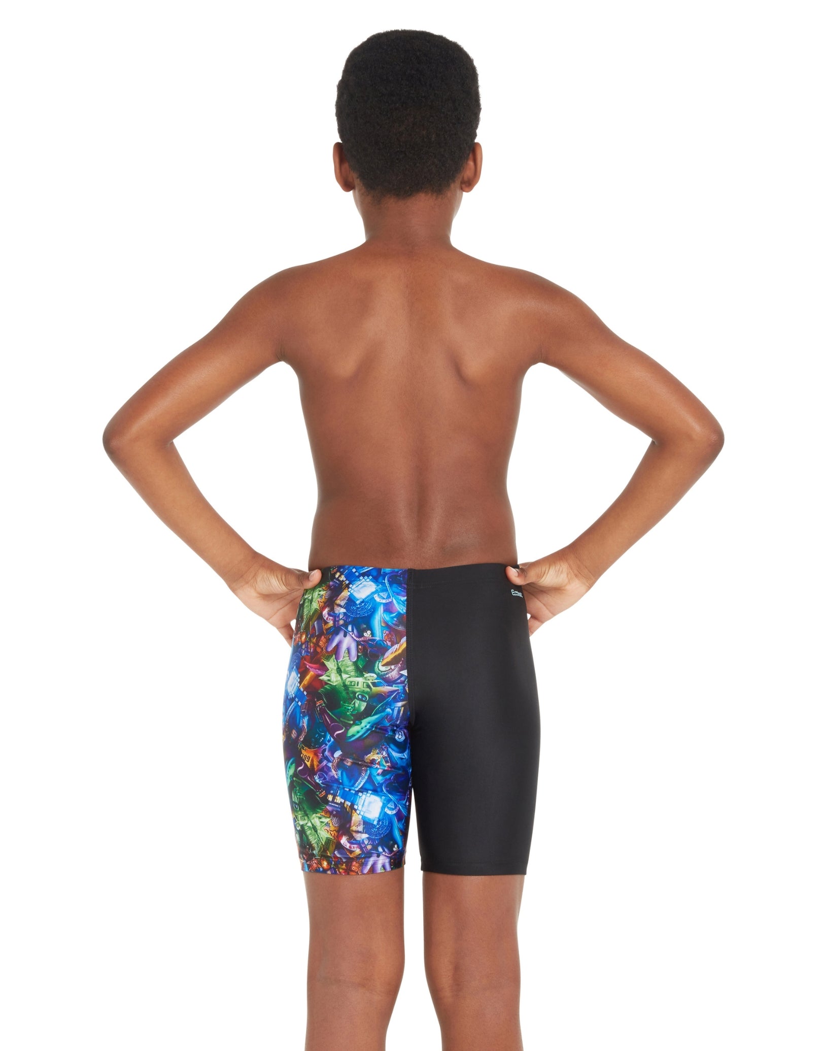 Boys Reflection Volt Swim Jammer - Black/Multi Color - High Performance Competitive Swimwear for Kids Training & Pool Activities