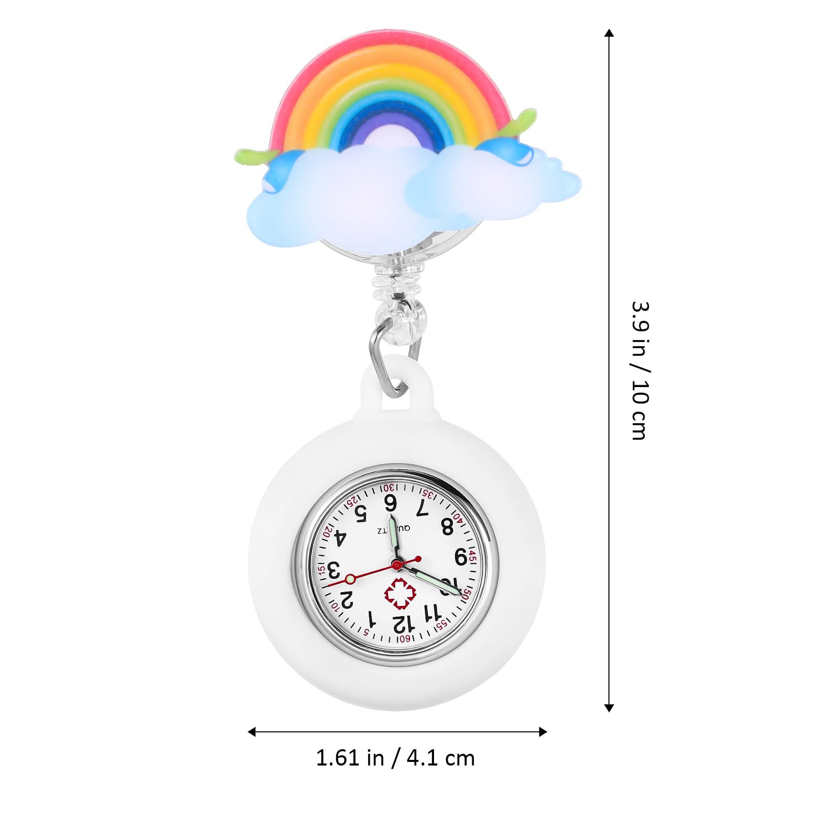 **Hemobllo Retractable Nurse Watch - Cute Cartoon Rainbow Silicone Clip-On Watch with Luminous Dial for Nurses & Doctors | Perfect for Hospital Shifts, Medical Professionals & Healthcare Workers**
