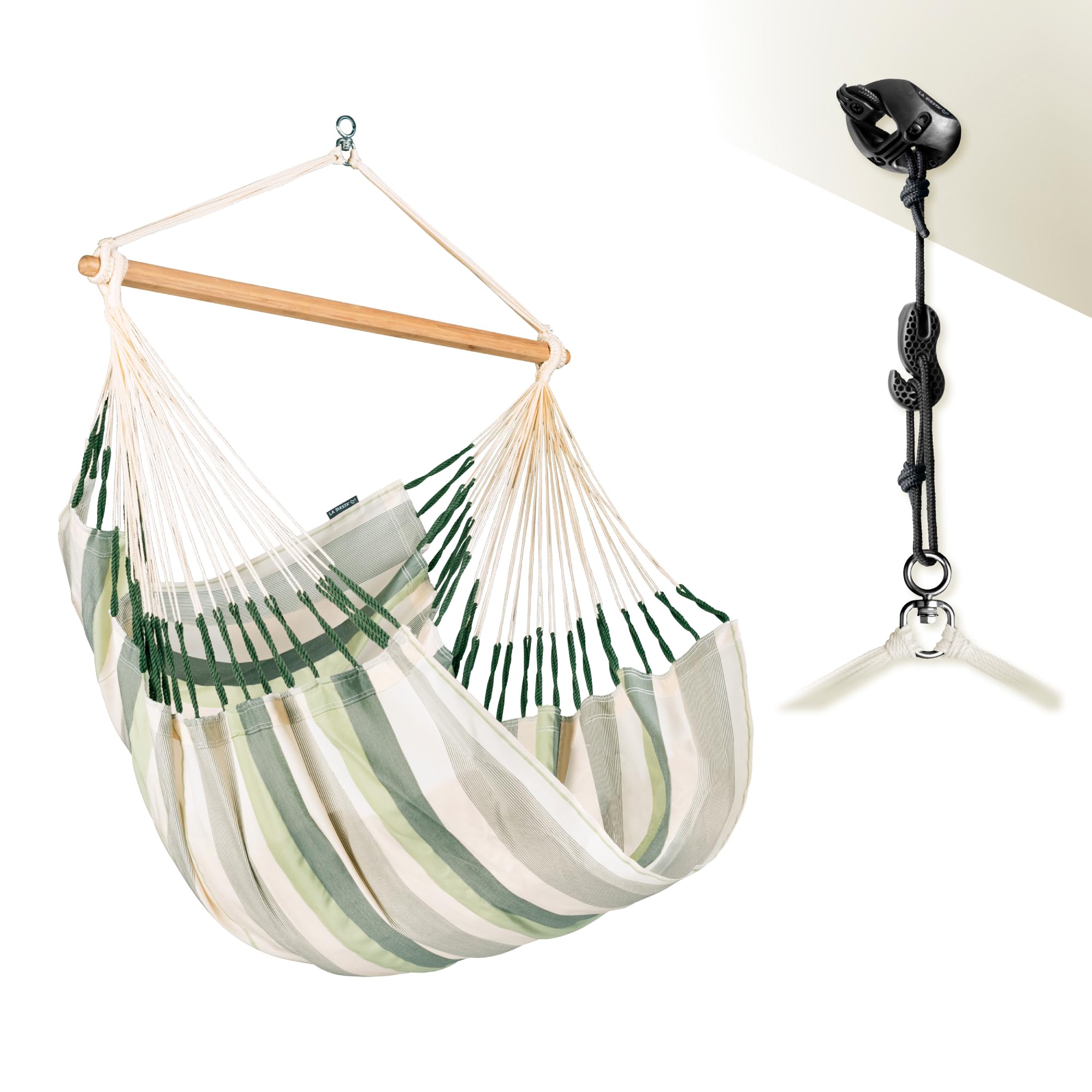 LA SIESTA® Large Comfort Domingo Hammock Swing Chair with CasaMount - Weatherproof & Durable Hanging Chair for Indoor/Outdoor Use - Includes Suspension Kit for Walls, Ceilings & Square Beams (Cedar Finish) - Perfect for Porch, Patio, Garden & Relaxation Spaces