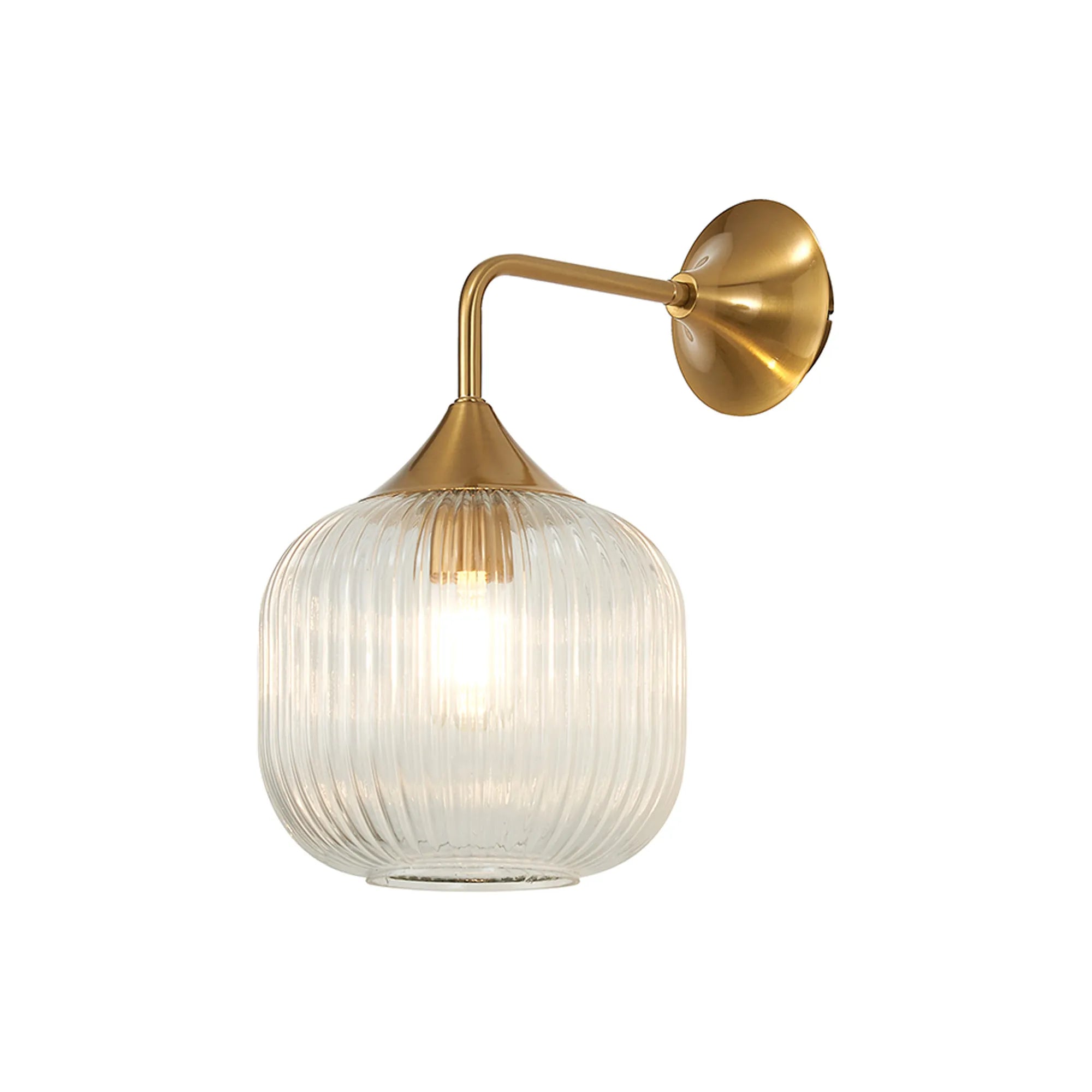 Brass/Clear Ribbed Pumpkin Glass