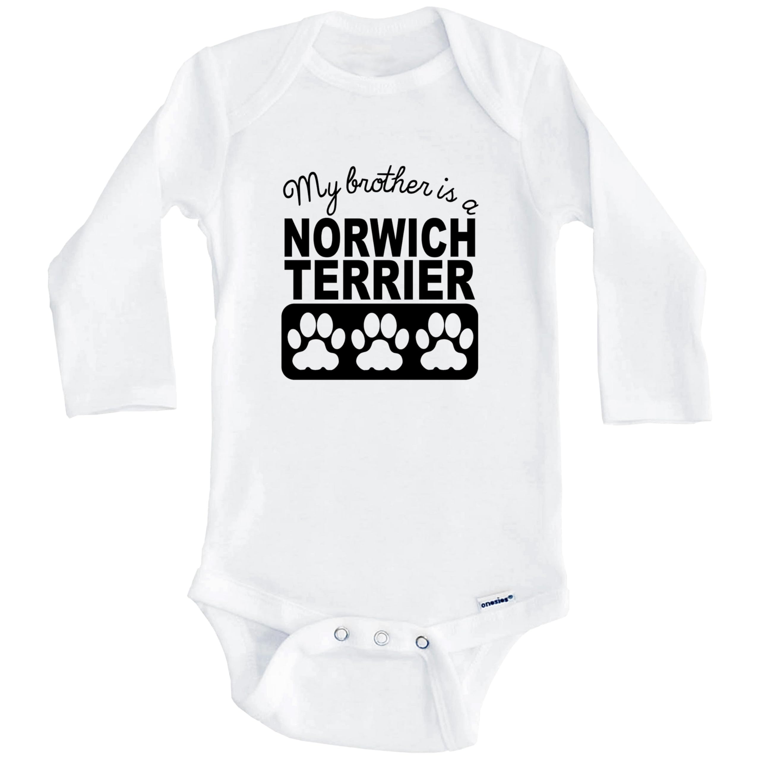 My Brother is a Norwich Terrier Baby Bodysuit - Long Sleeve One-Piece Outfit for Infants | Perfect for Family Photos, Pet Lovers & Special Occasions