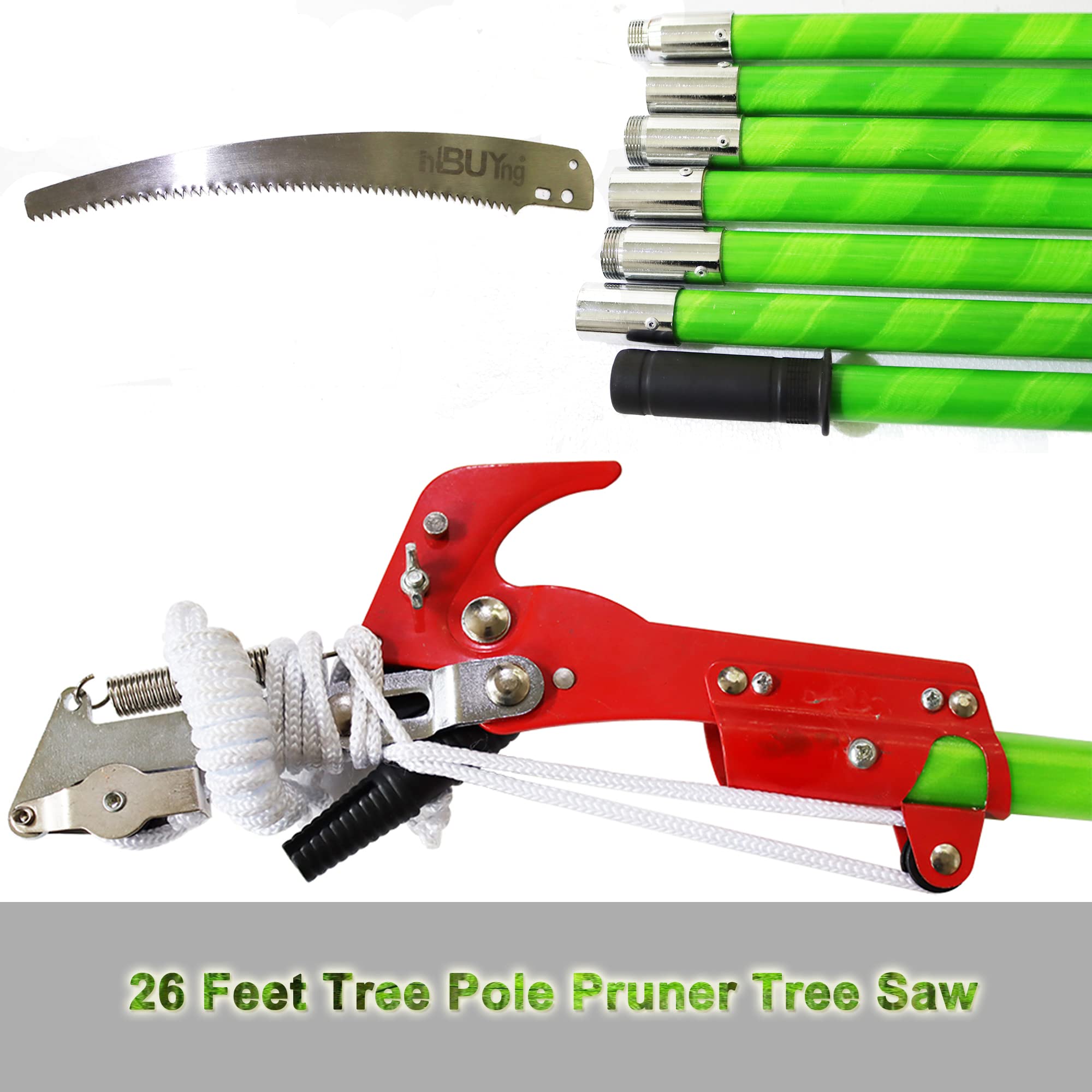 Manual Pole Saw 7-26ft - 2-in-1 Tree Pruner & Scissor for High Branches | Garden Trimming Tool
