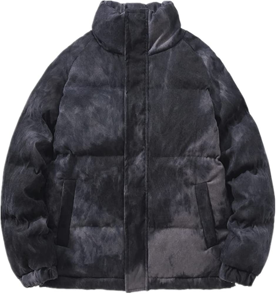 Men's Tie-Dye Stand-Up Collar Cotton Jacket - Unisex Warm Zippered Parka Coat with Long Sleeves | Perfect for Outdoor Activities, Casual Wear & Winter Fashion