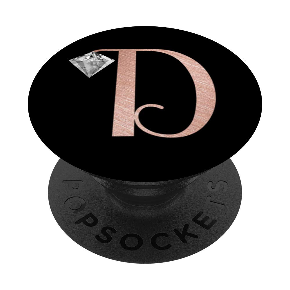 Rose Pink Phone Stand with Letter D - Elegant Black Initial D Design for Desk, Office, and Home Decor