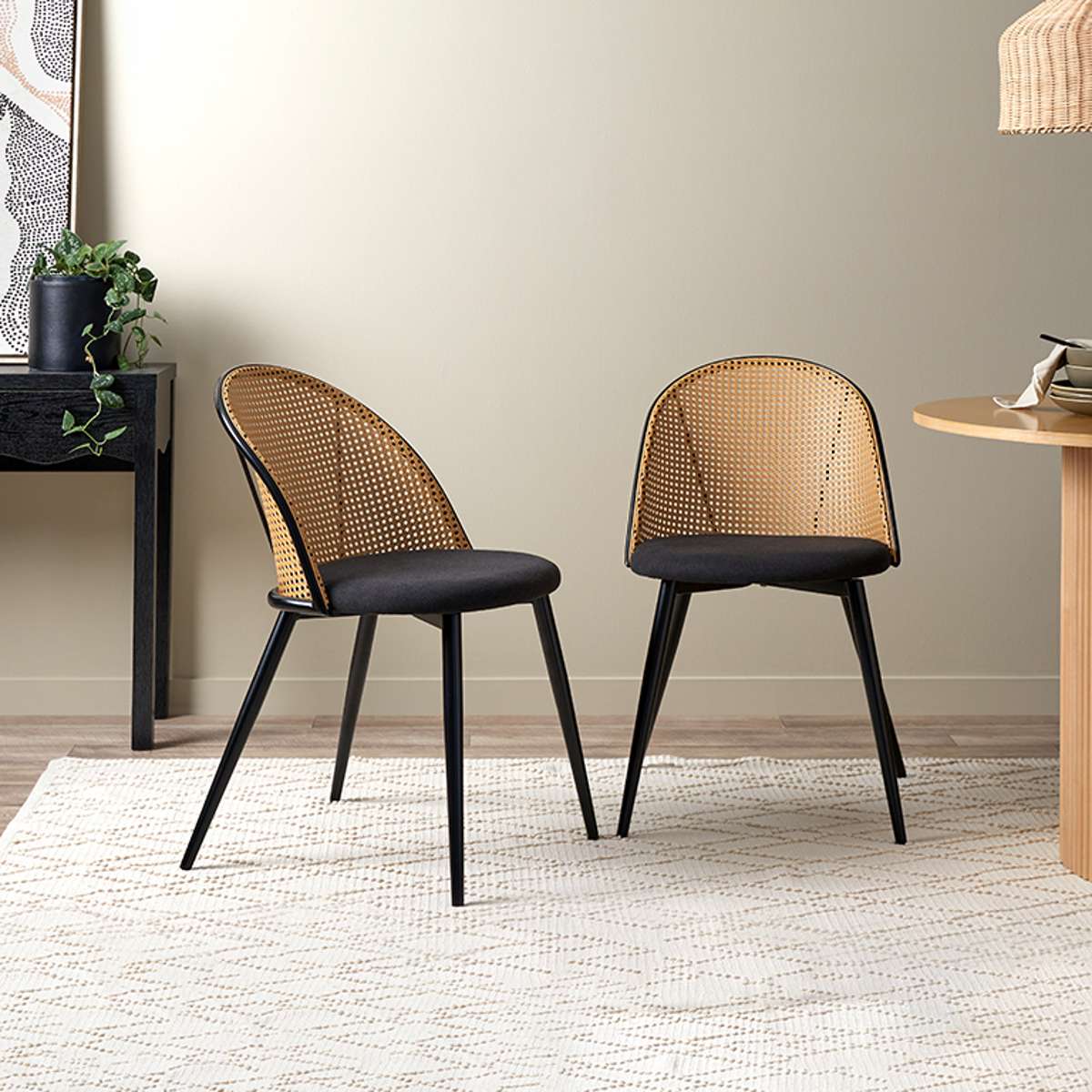 Modern Black Table Bench Seat & Avila 6-Piece Dining Set - Perfect for Kitchen, Dining Room & Outdoor Entertaining