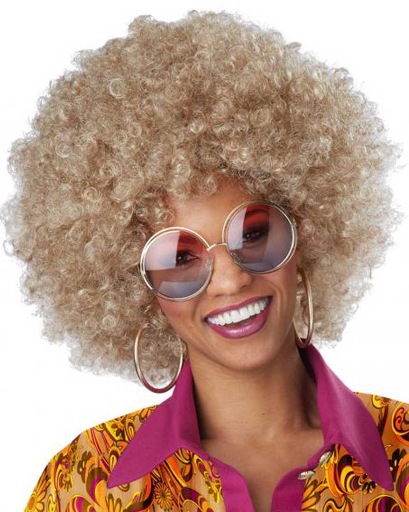 70s Foxy Lady Dirty Blonde Curly Wig - Vintage Retro Costume Wig for Halloween, Cosplay & Theme Parties - Perfect for Disco Nights & 70s Themed Events