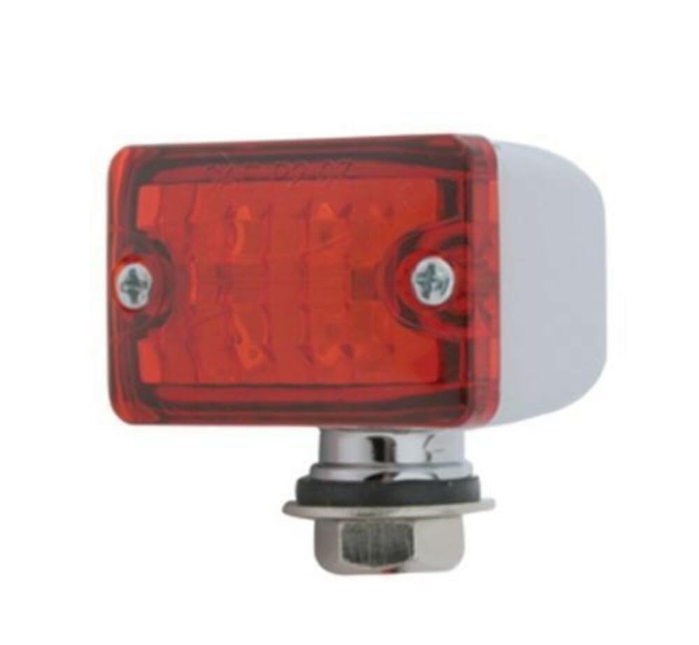 United Pacific 4 Red LED Small Rectangular Chrome Rod Light with Red Lens - 12V Hot Rod Tail Light - Perfect for Custom Cars, Motorcycles & Vintage Vehicles