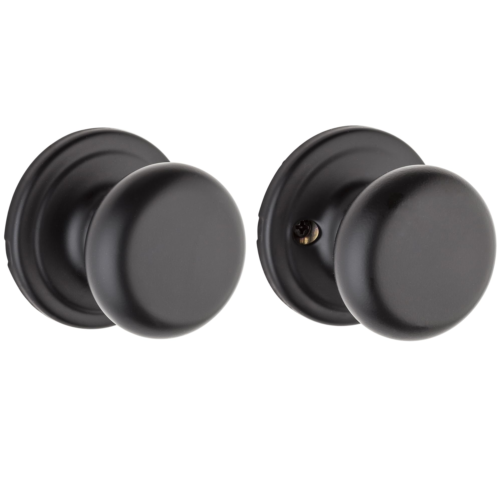 Kwikset Hancock Matte Black Interior Door Knob - Non-Locking Passage Door Handle for Closet & Hallway Doors with Microban Protection | Perfect for Bedrooms, Bathrooms & Interior Doors