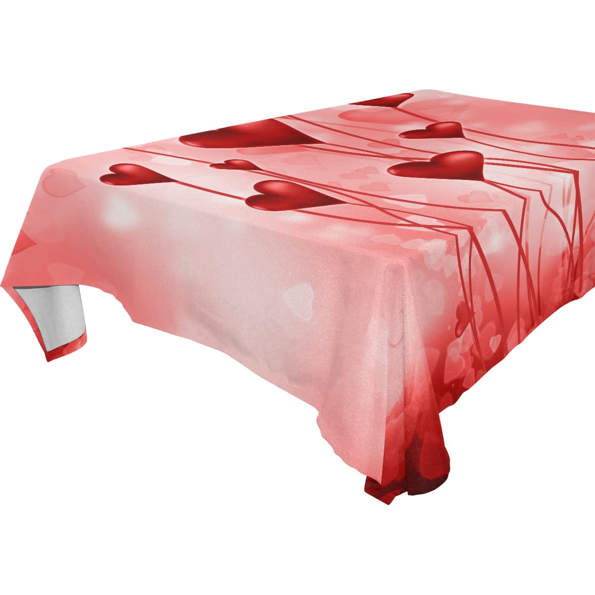 Valentine's Day Red Hearts Square Tablecloth - Modern Rectangle Table Linen Cover for Kitchen, Dining Room, Party & Home Decor - Perfect for Romantic Dinners, Anniversary Celebrations and Holiday Gatherings