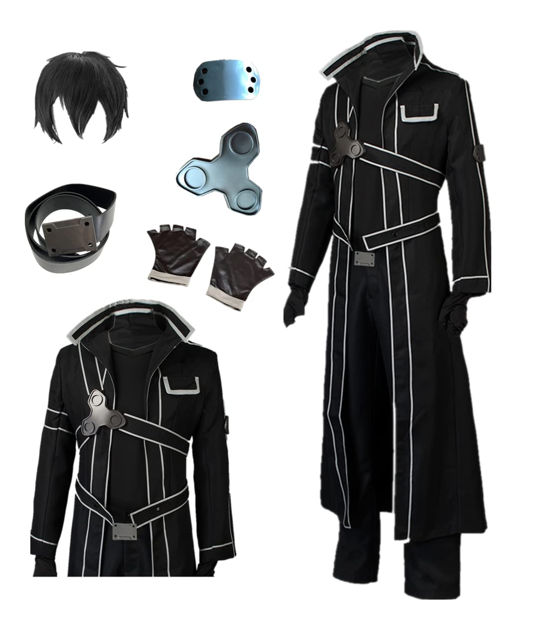SAO Kirito Cosplay Costume for Men - Black Sword Art Online Outfit with US Size | Perfect for Anime Conventions, Halloween, and Cosplay Events