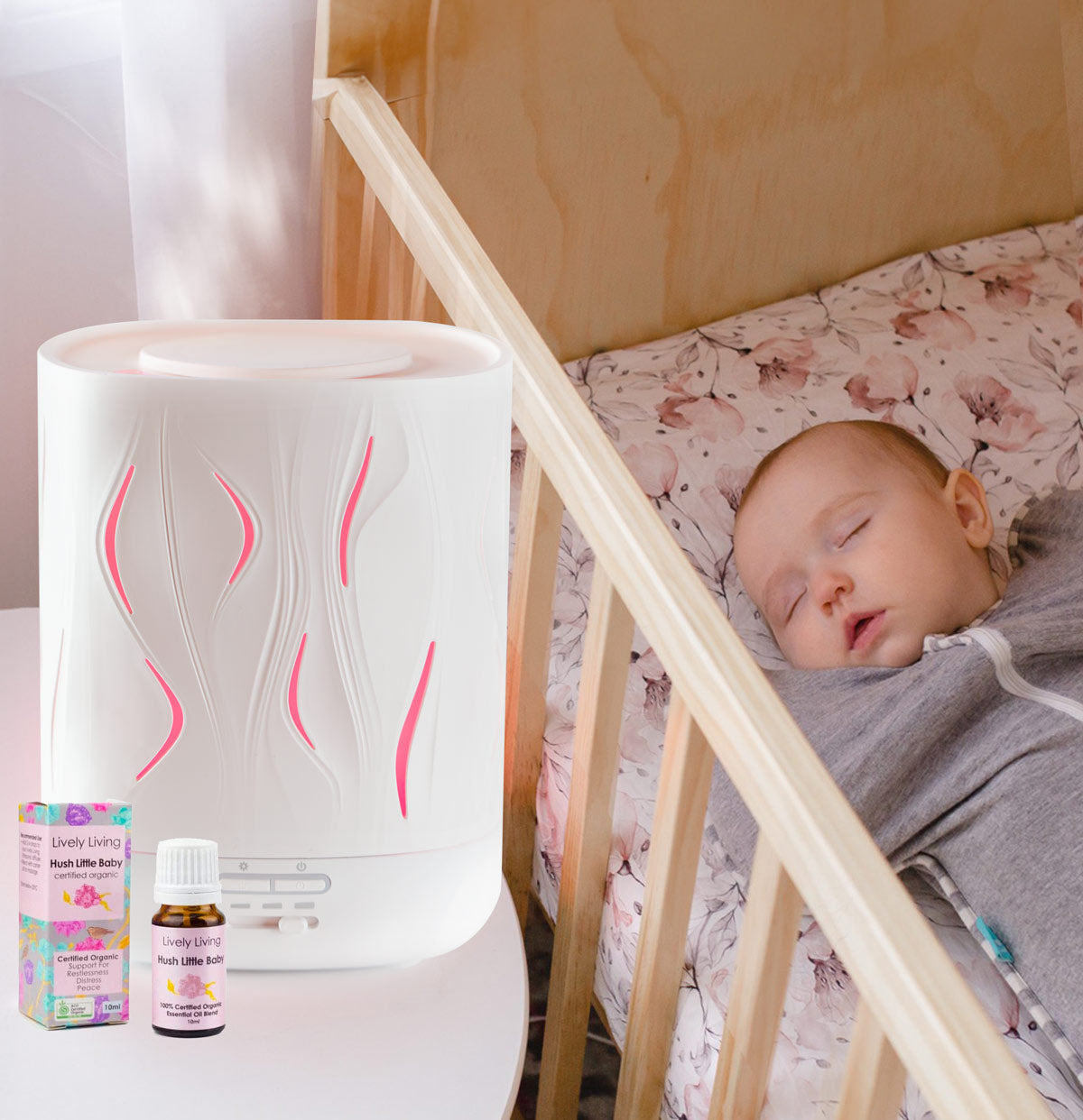 Hush + Vaporiser Baby Bundle 700ml - Gentle Baby Massage Oil & Aromatherapy Diffuser Set for Relaxation & Sleep - Perfect for Nursery, Bedtime Routine & Newborn Care