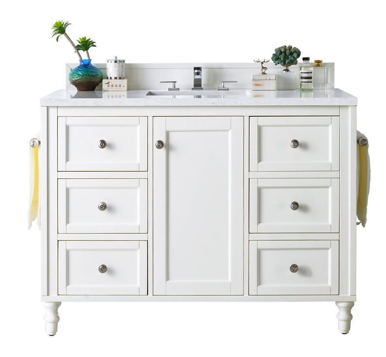 Copper Cove Encore 48 Inch Single Bathroom Vanity in Bright White - Modern Sink Cabinet for Master Bath & Powder Room Remodel