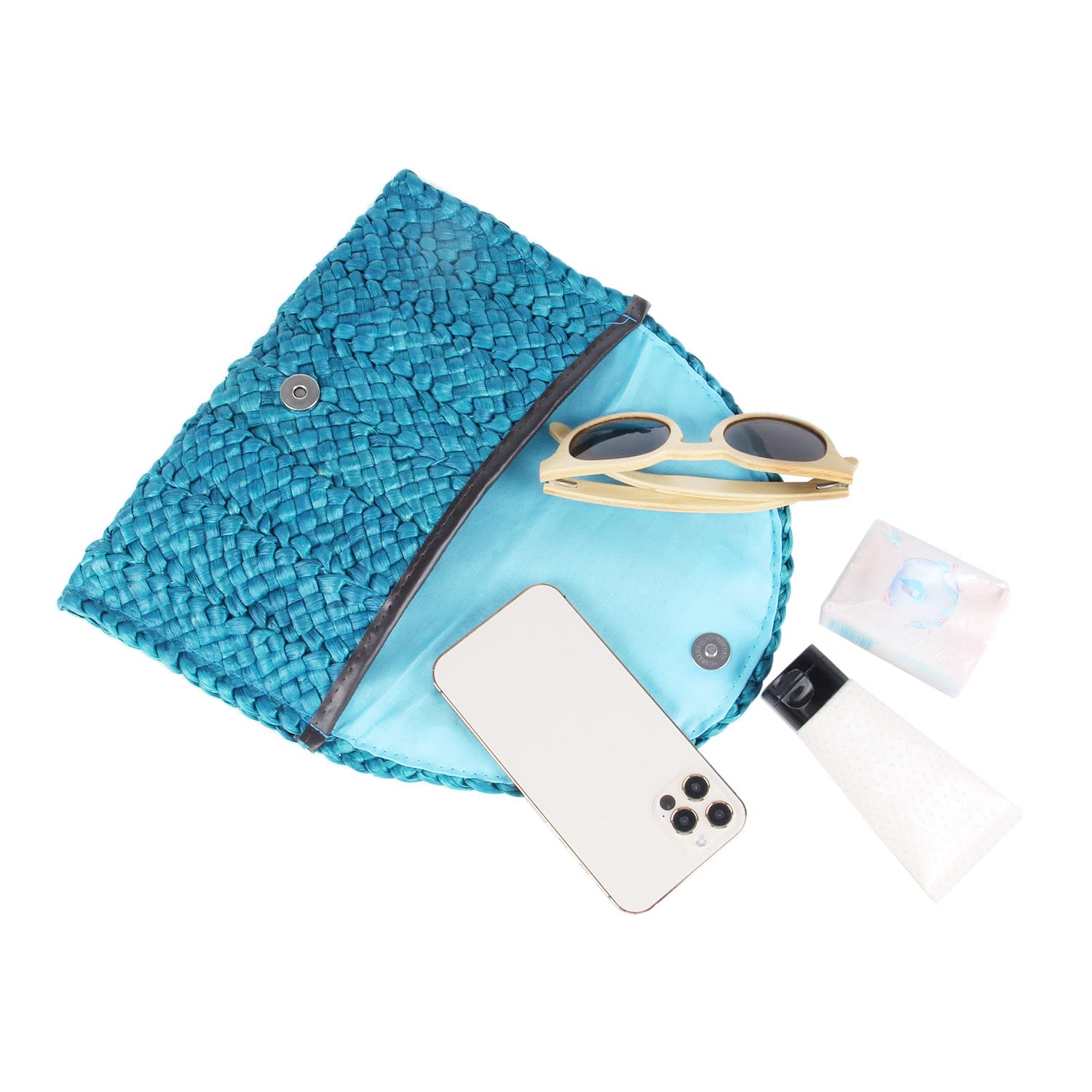 Women's Woven Straw Clutch Purse - Summer Beach Bag, Envelope Handbag for Parties, Weddings & Vacation Accessories