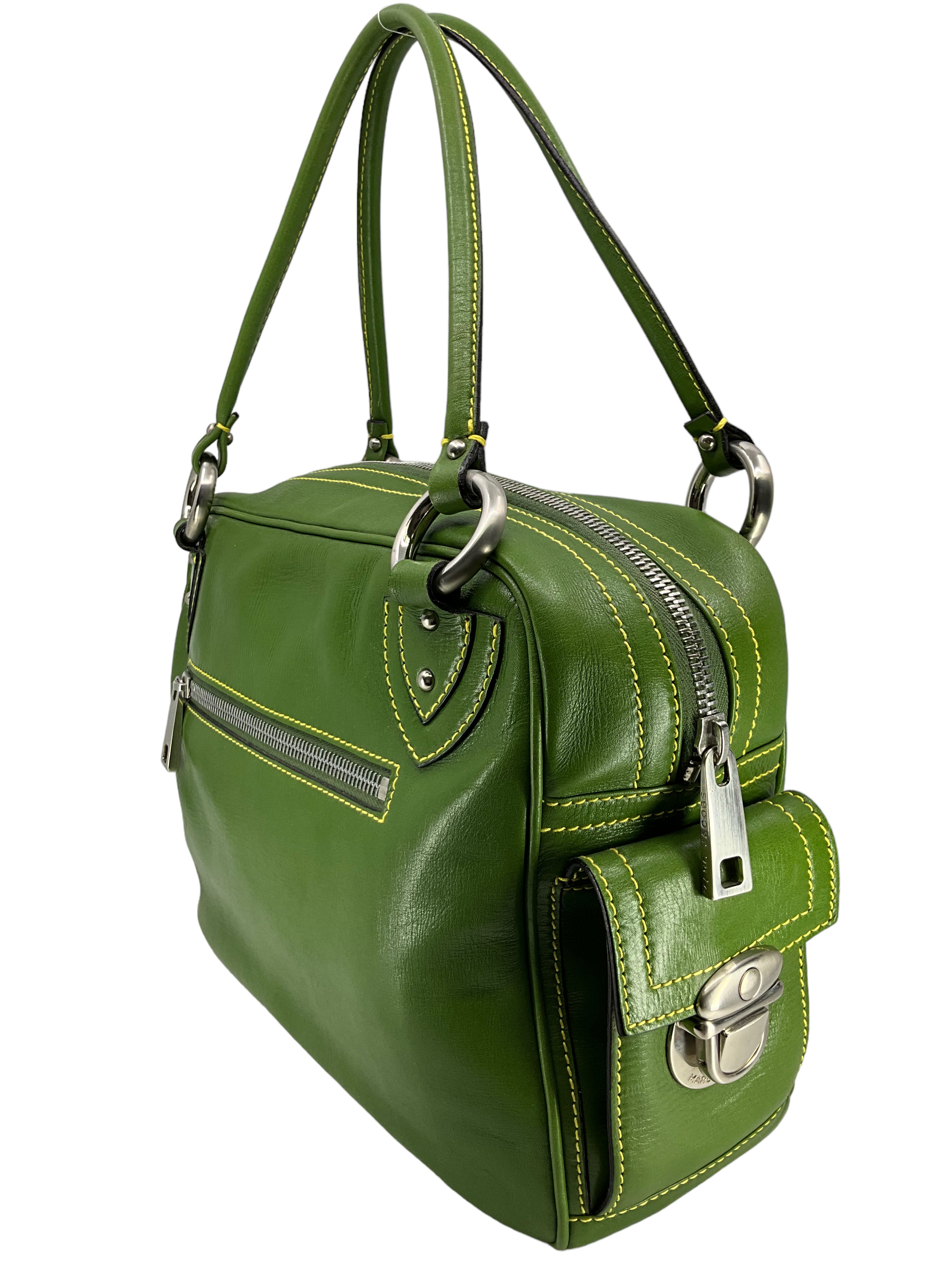 Marc Jacobs Green Leather Shoulder Bag for Women - Stylish Crossbody Purse for Work, Travel & Everyday Use
