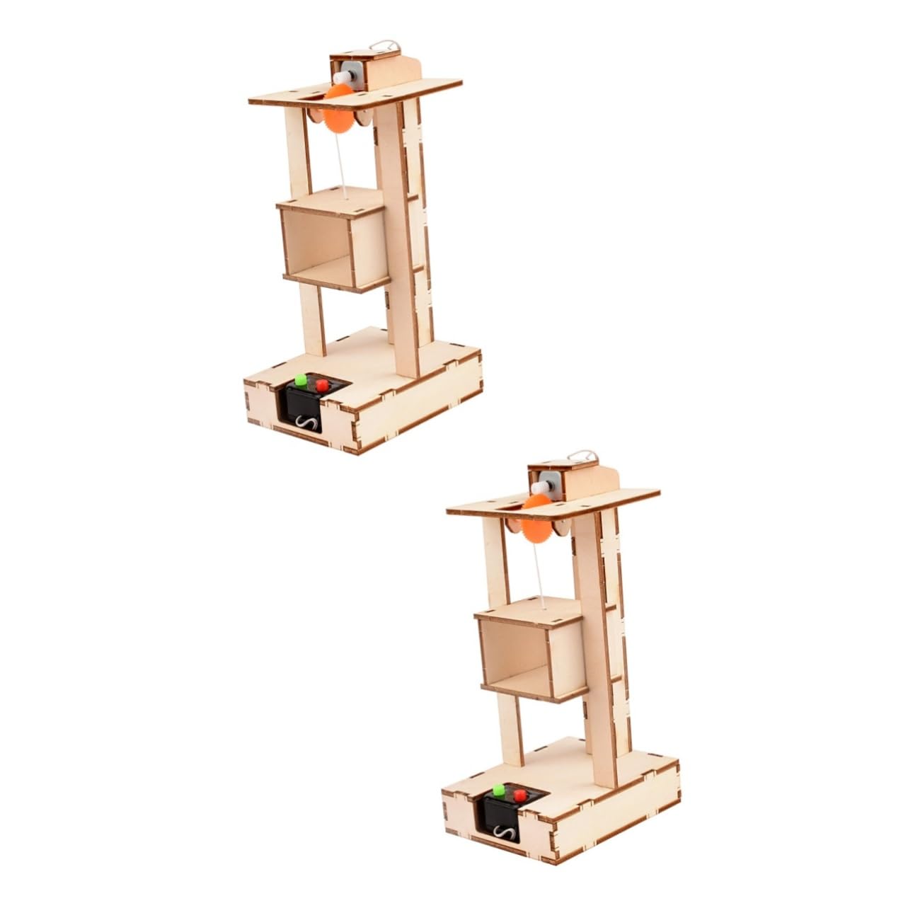 2PCS DIY Elevator Toy Science Experiment Kit - Educational STEM Building Blocks for Kids, Early Learning Physical Equipment, 3D Crane Puzzle | Perfect for Classroom Projects, Birthday Gifts & Hands-on STEM Activities