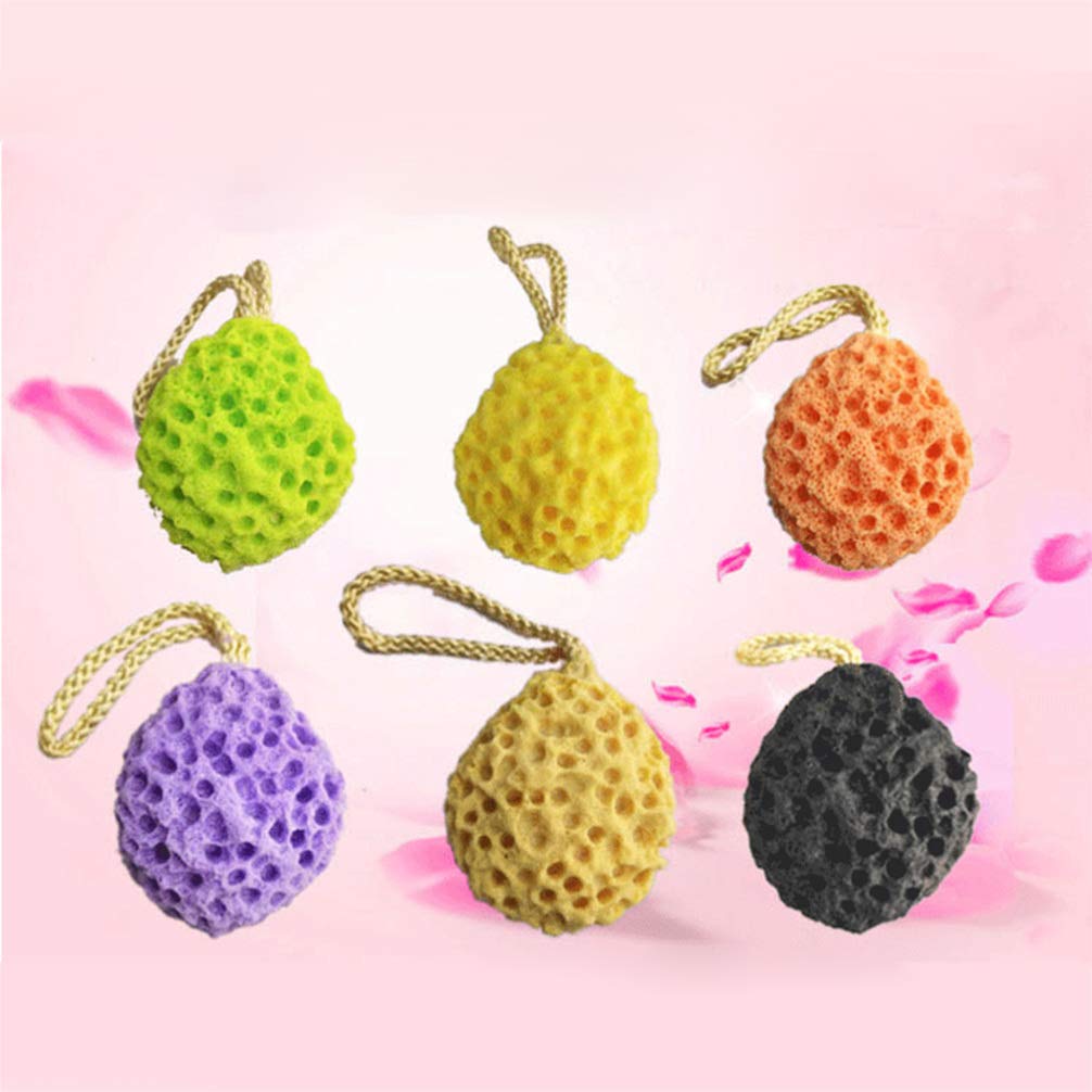 Exfoliating Loofah Sponge for Shower - 3 Pack Gentle Body Scrubber with Hanging Rope, Bath Pouf for Women, Men & Kids - Perfect for Exfoliation & Deep Cleaning (Ginger Yellow) - Ideal for Spa, Home & Travel Use