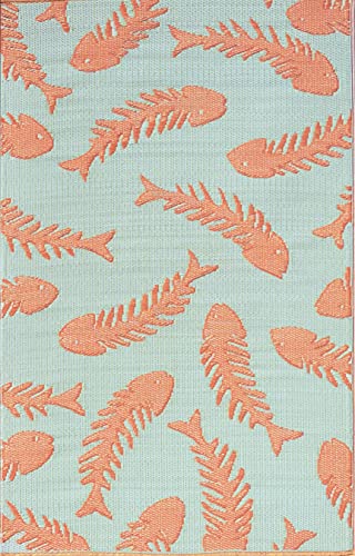Fishbone - Aqua/Salmon