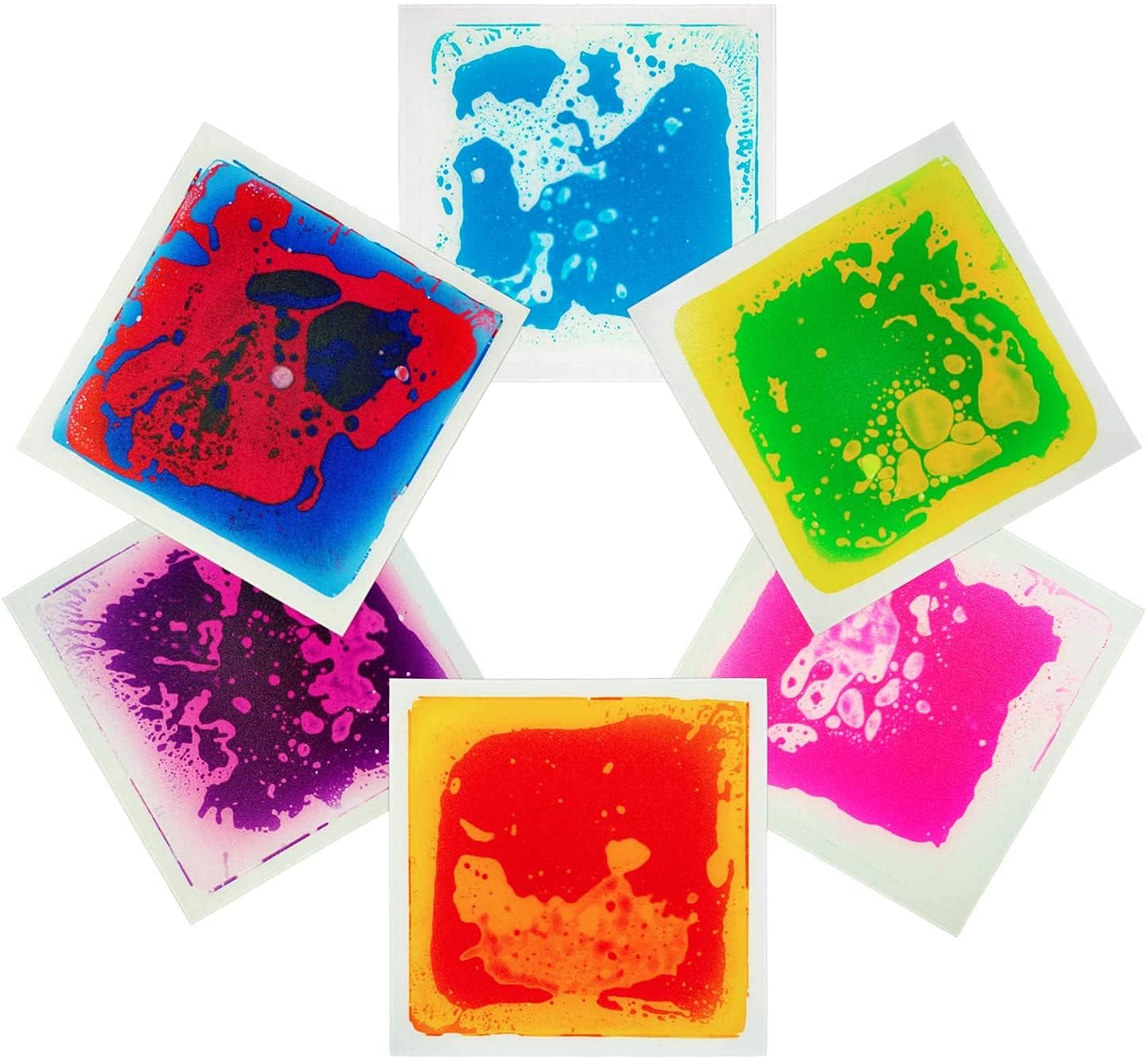 **Sensory Liquid Floor Tiles for Kids with Autism - 6-Pack Colorful Non-Slip Play Mats (12