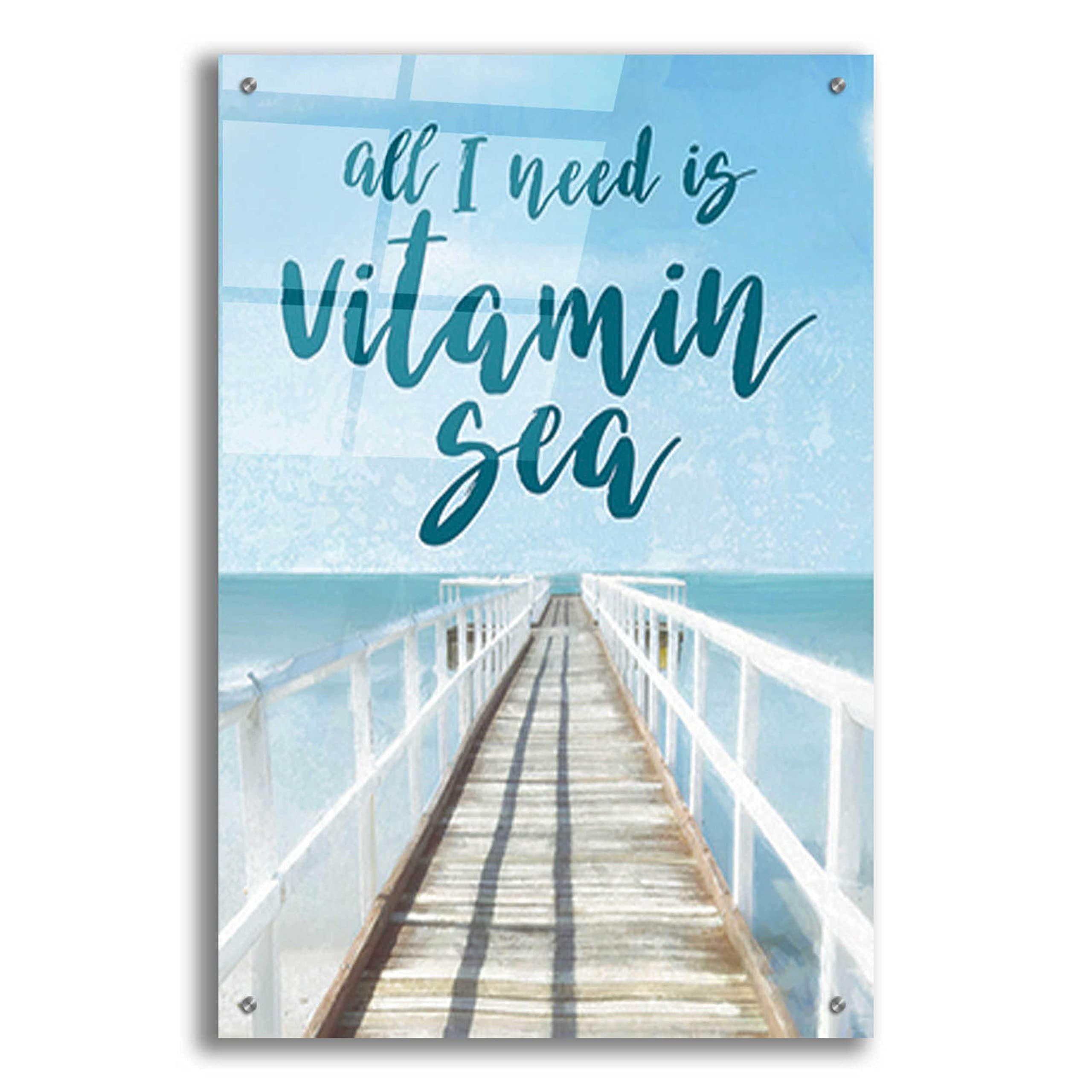 Cloverfield & Co. 'Vitamin Sea' Acrylic Glass Wall Art - 24x36 Inches, Vibrant Ocean Painting for Living Room, Bedroom & Office Decor
