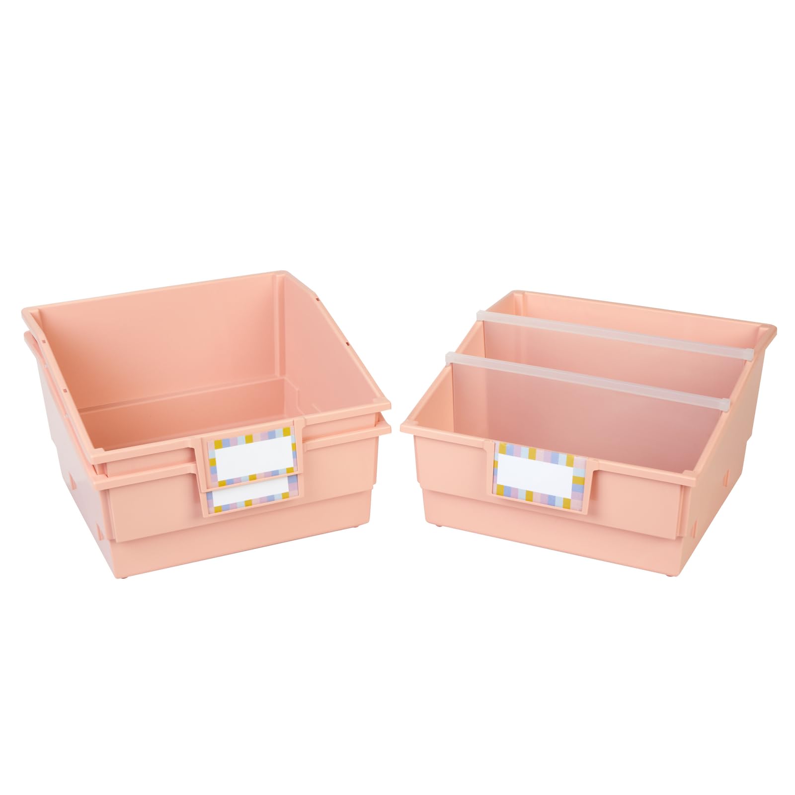 Really Good Stuff Picture Book Classroom Library Bins with Dividers - 6 Pack Peach - Durable Book Storage for Kids | Perfect for Classroom Organization, Homeschooling & Daycare Centers