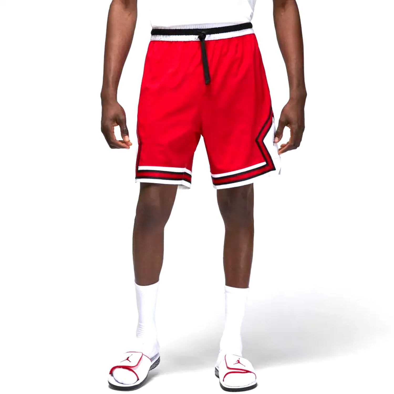 Nike Jordan Dri-FIT Sport Men's Woven Diamond Athletic Shorts - Gym Red/Black/White Color - Medium Size FB7580-687 - Perfect for Basketball, Gym Workouts & Casual Wear