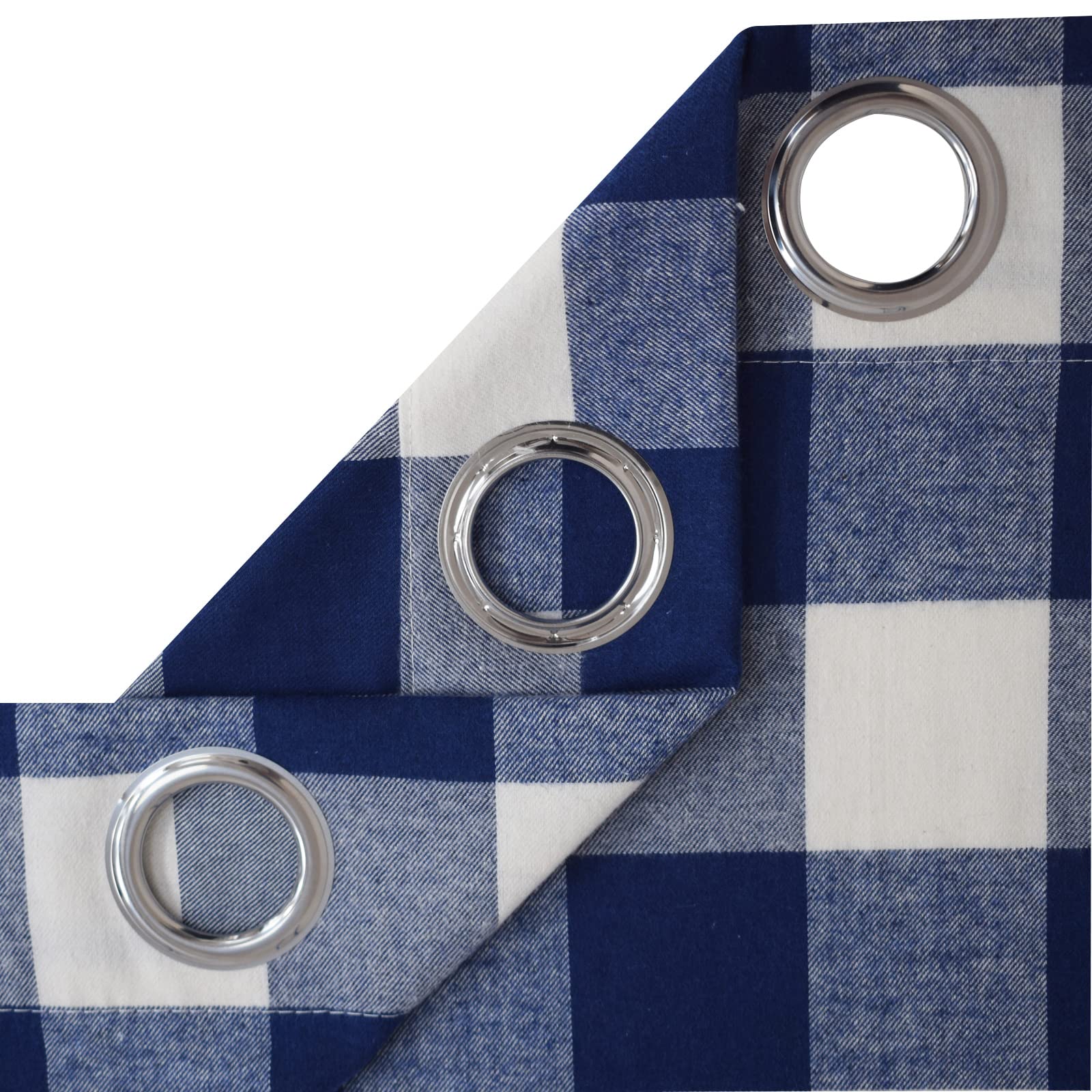 XMNTG 2 Panels Buffalo Plaid Checkered Window Curtains - Blackout Thermal Insulated Grommet Drapes for Farmhouse, Bedroom & Living Room (Blue, 52x63 Inches) - Perfect for Privacy, Light Control & Energy Efficiency
