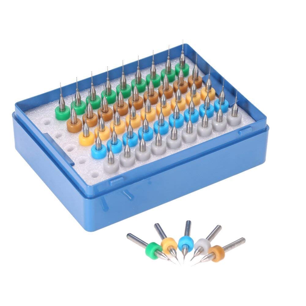 50pcs Tungsten Carbide Micro Drill Bit Set (0.25-0.45mm) for PCB Circuit Board Engraving - Precision Tools for Electronics Repair, DIY Projects & PCB Prototyping
